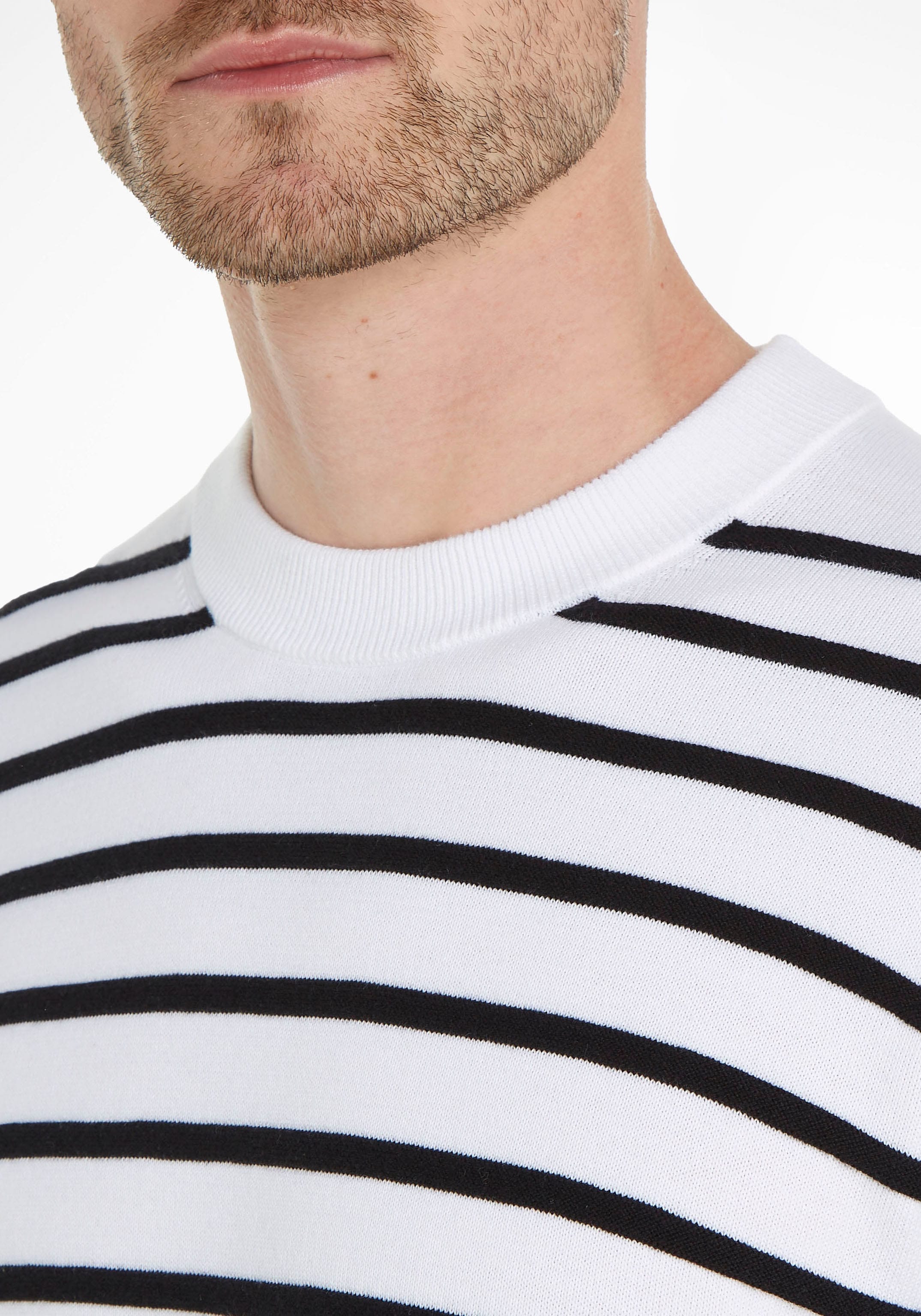 Calvin Klein Streifenpullover, mit Rippstrick-Details