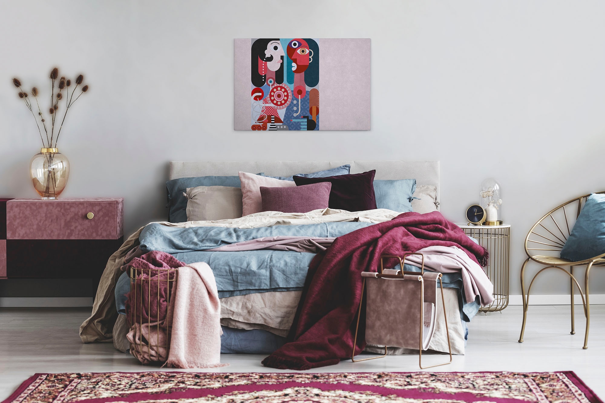 A.S. Création Leinwandbild »couples 3«, Kunst-Abstrakt-Kinder, (1 St.), Keilrahmen Bild Bunt Abstrakt Menschen Leinwand-Bild Wohnzimmer modern
