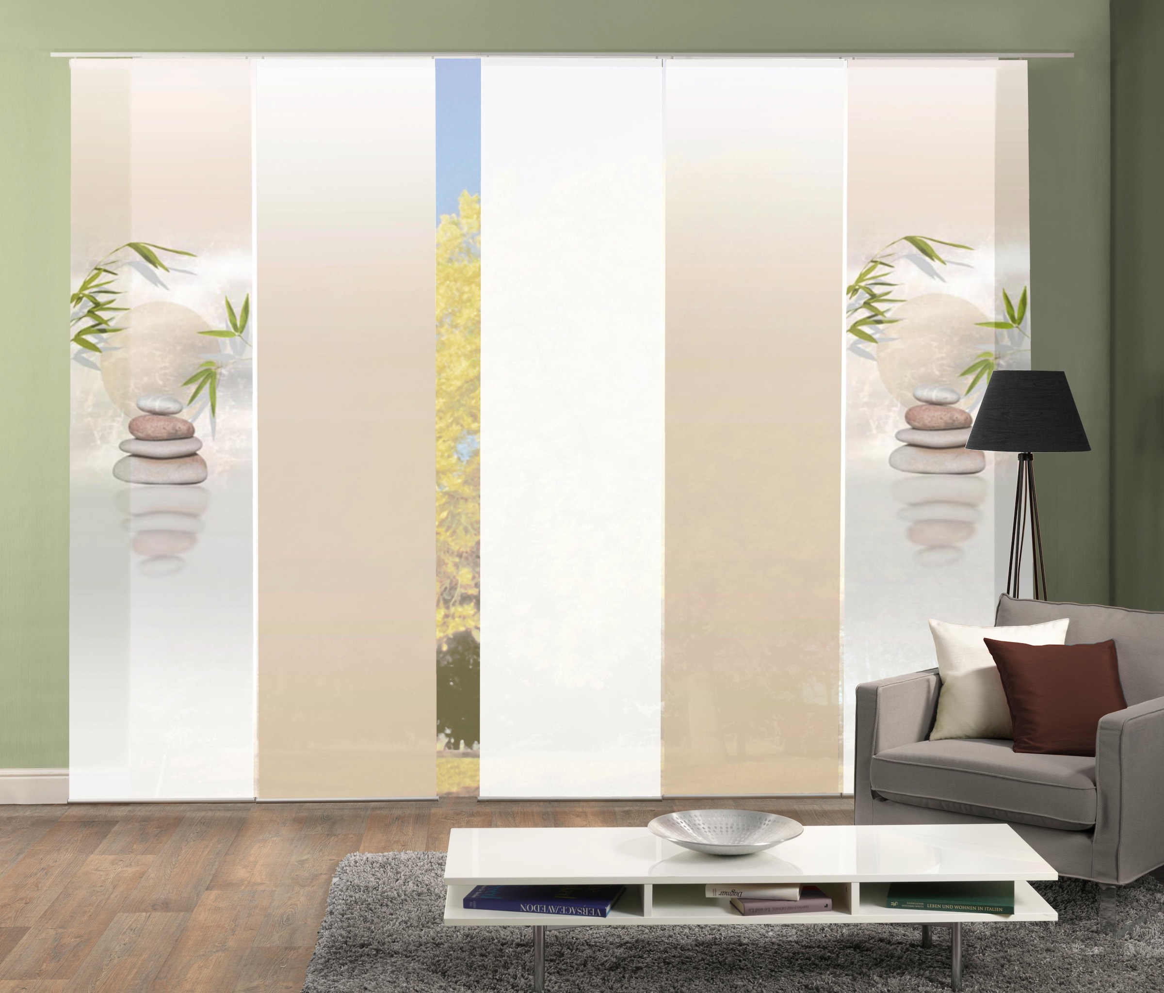 HOME WOHNIDEEN Schiebegardine »BUDA« Klettband 5 Stk. tlg. HxB: 245x60, ink günstig online kaufen