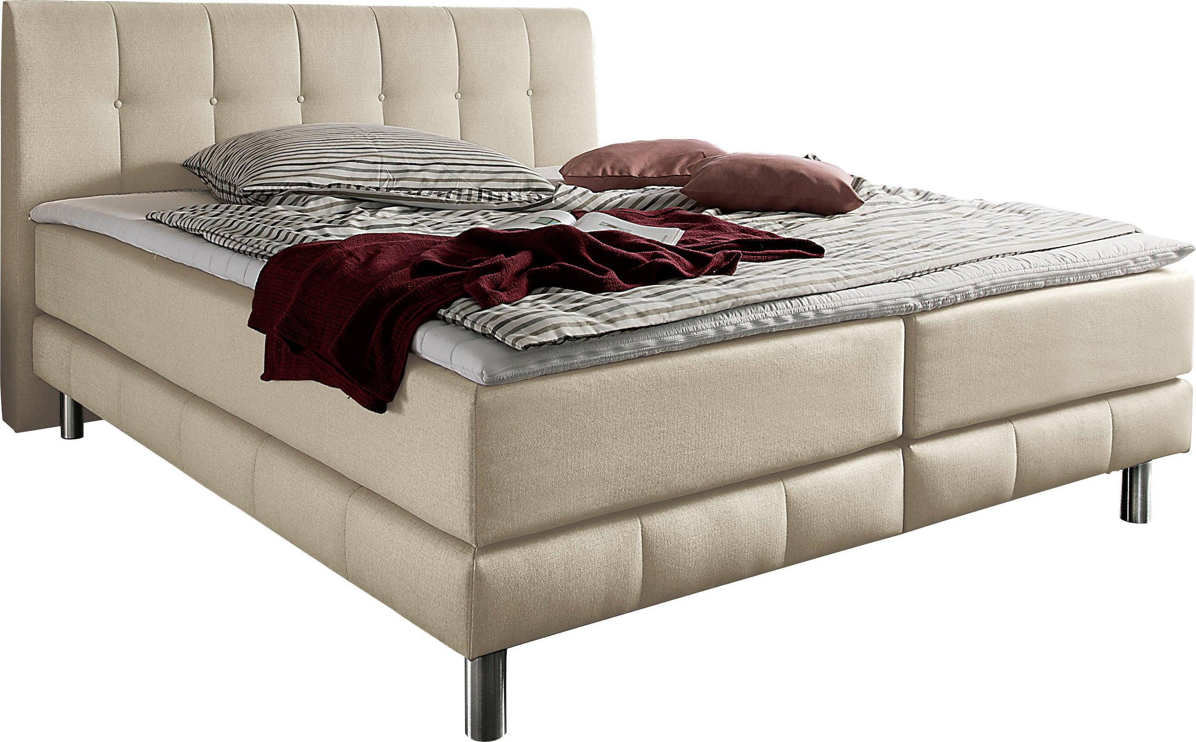 Home affaire Boxspringbett »Cafone« inkl. Topper, 5 Breiten, 3 Matratzenarten und 3 Härtegraden wählbar