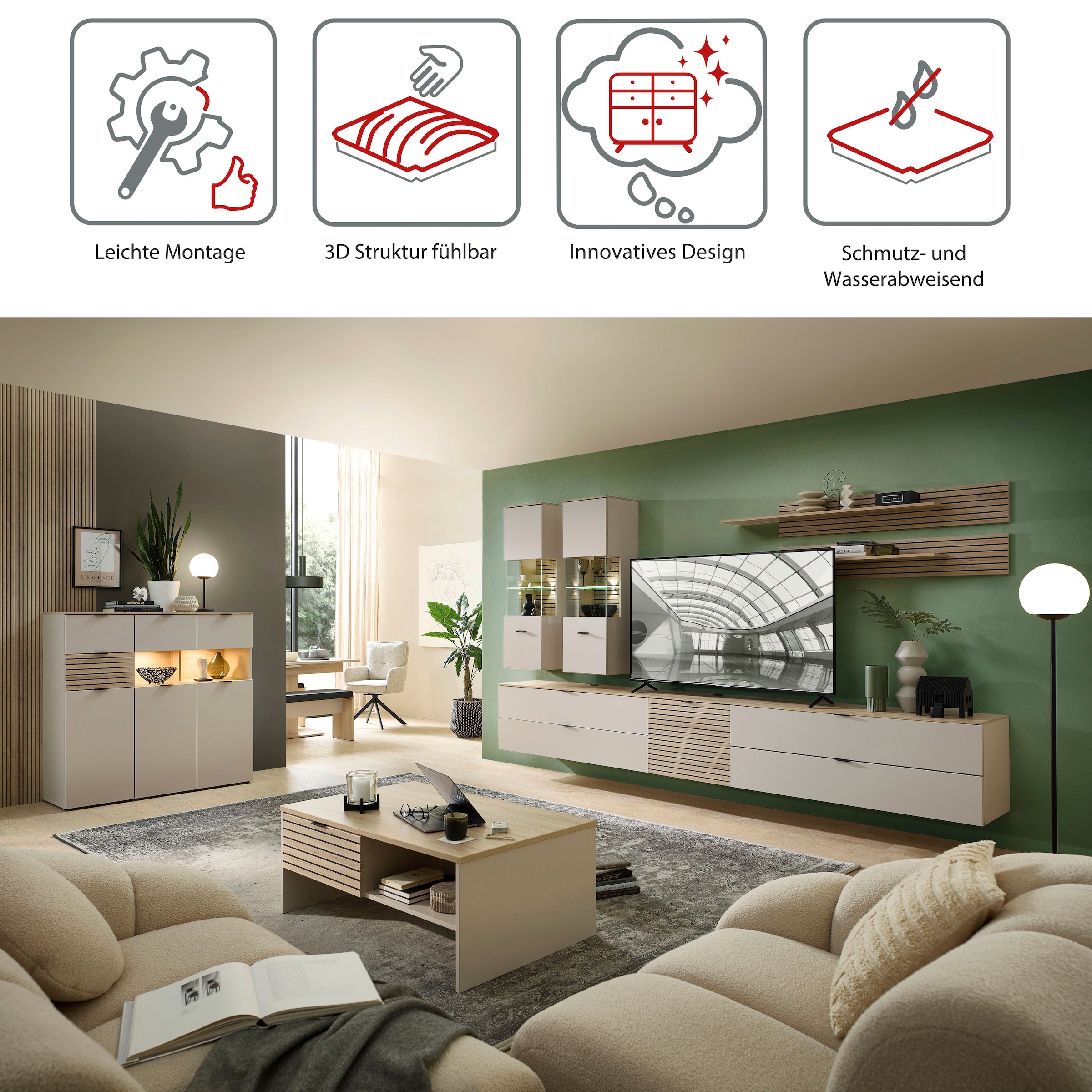 Innostyle Wandboard »INA Wandboard, 160 x 22 x 22 cm (B/H/T)« 1 Stk. tlg. mit Boden, gefräste Front