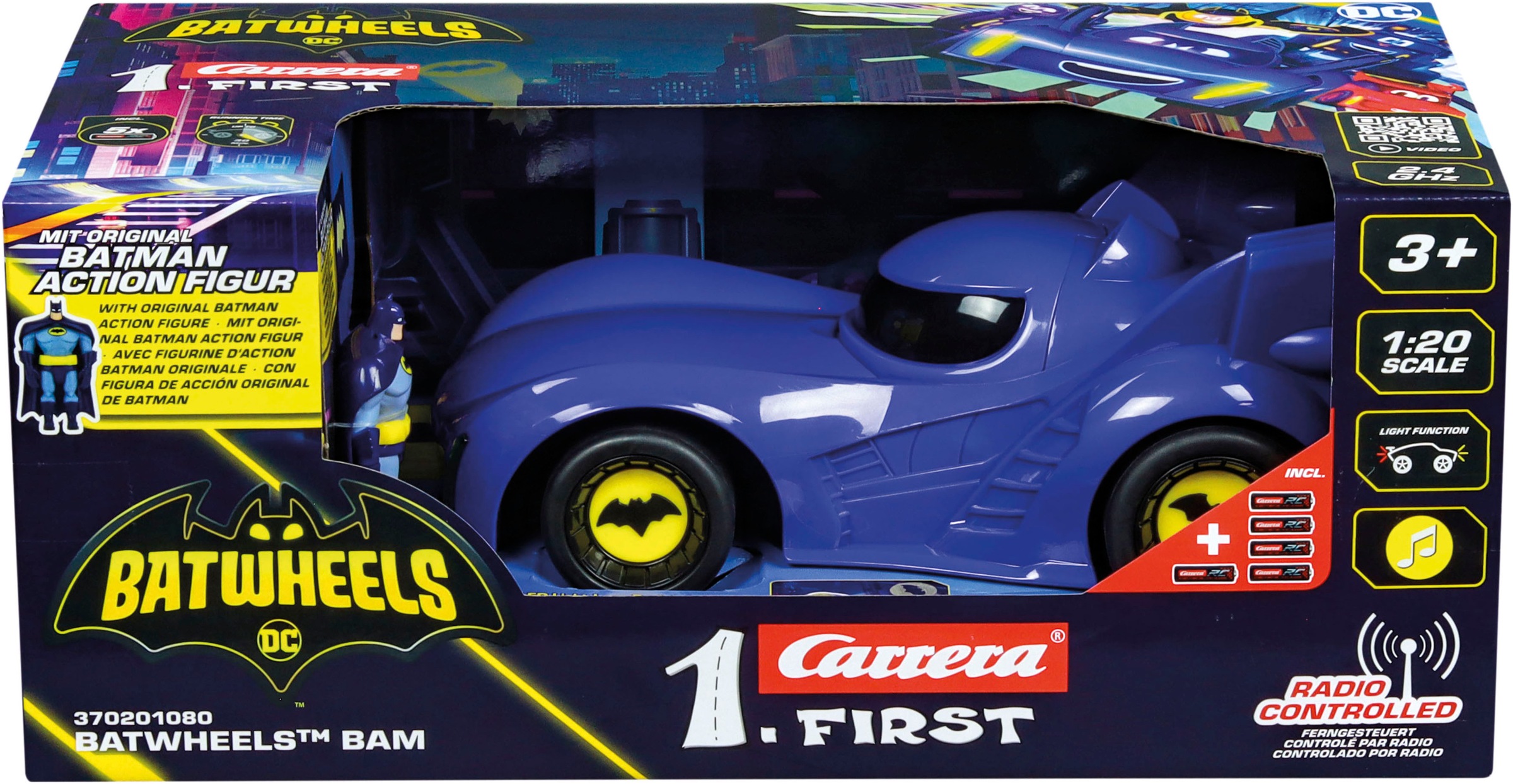 Carrera® RC-Auto »Carrera® First - Batwheels™ - Bam, 2,4 GHz«, mit Licht- und Soundeffekt