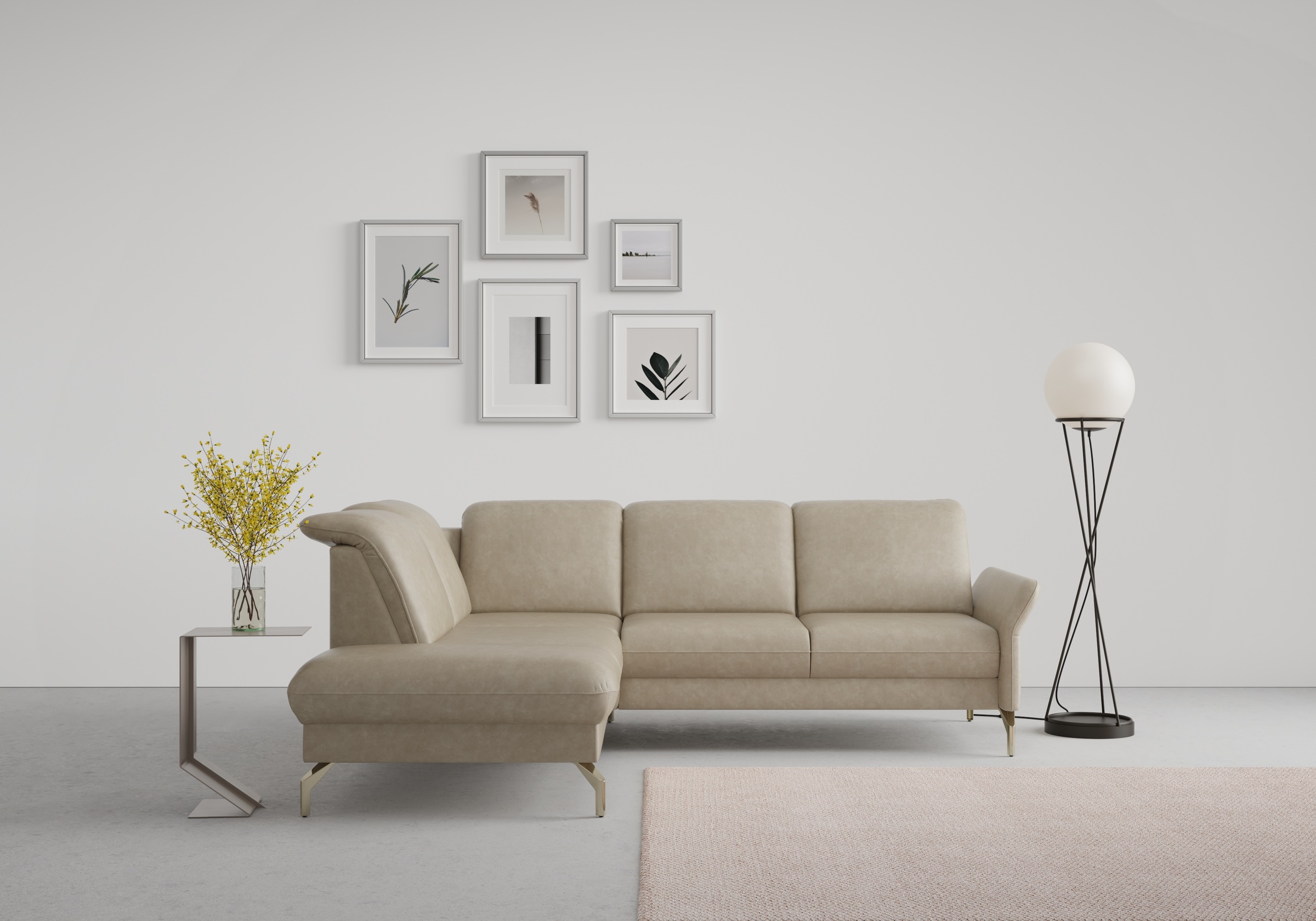 sit&more Ecksofa »Fashion L-Form«, wahlweise mit Kopfteilverstellung, Vorziehsitz, motorisch, Nickelfüße