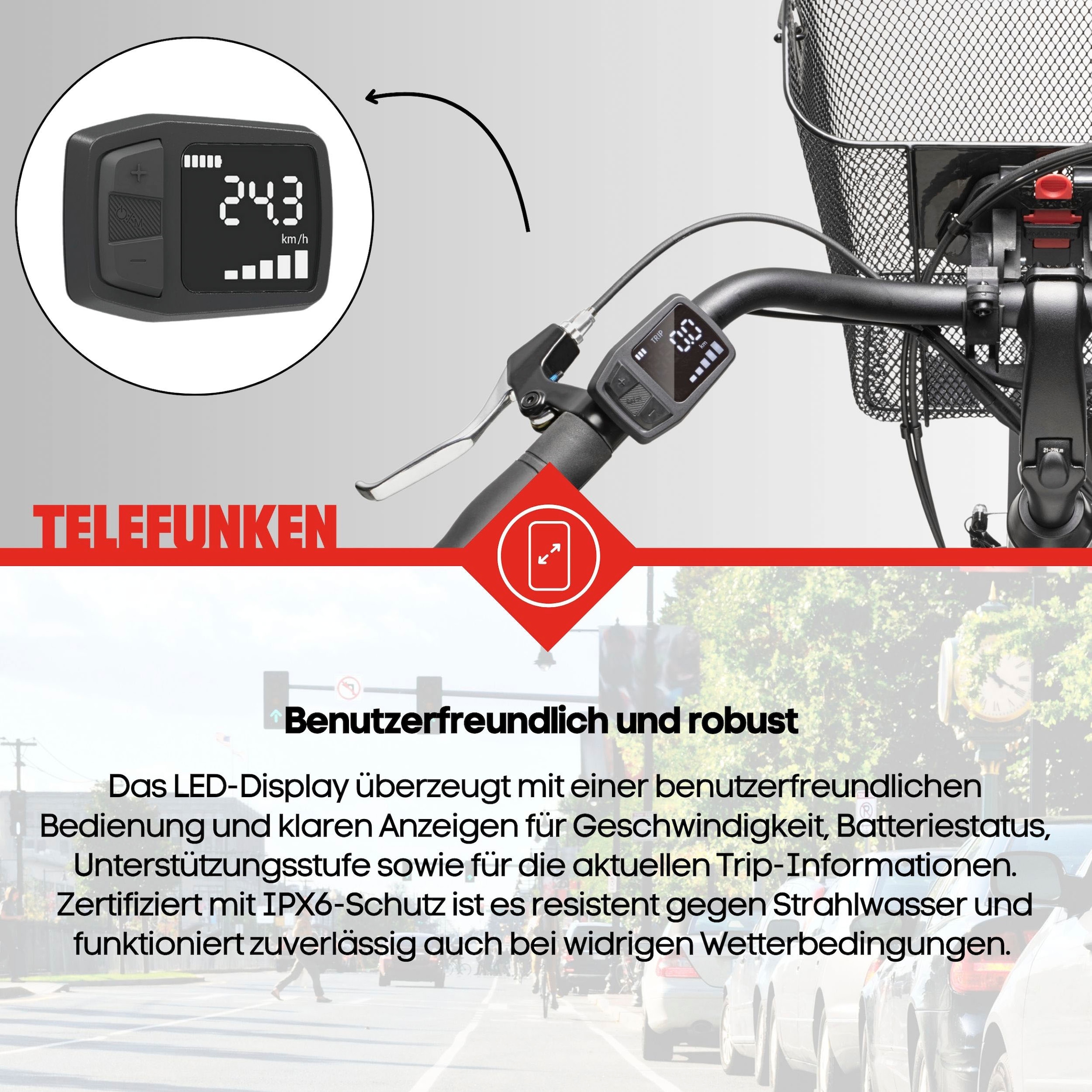 Telefunken E-Bike »Multitalent RC822«, 7 Gang, Shimano, Tourney, Frontmotor 250 W, (ca. 100 km Reichweite-2 V-Bremsen-Beleuchtung-Straßenzulassung), Elektrofahrrad, Damen Herren, 28 Zoll, 36,9 V, 531,3 Wh Akku, Pedelec