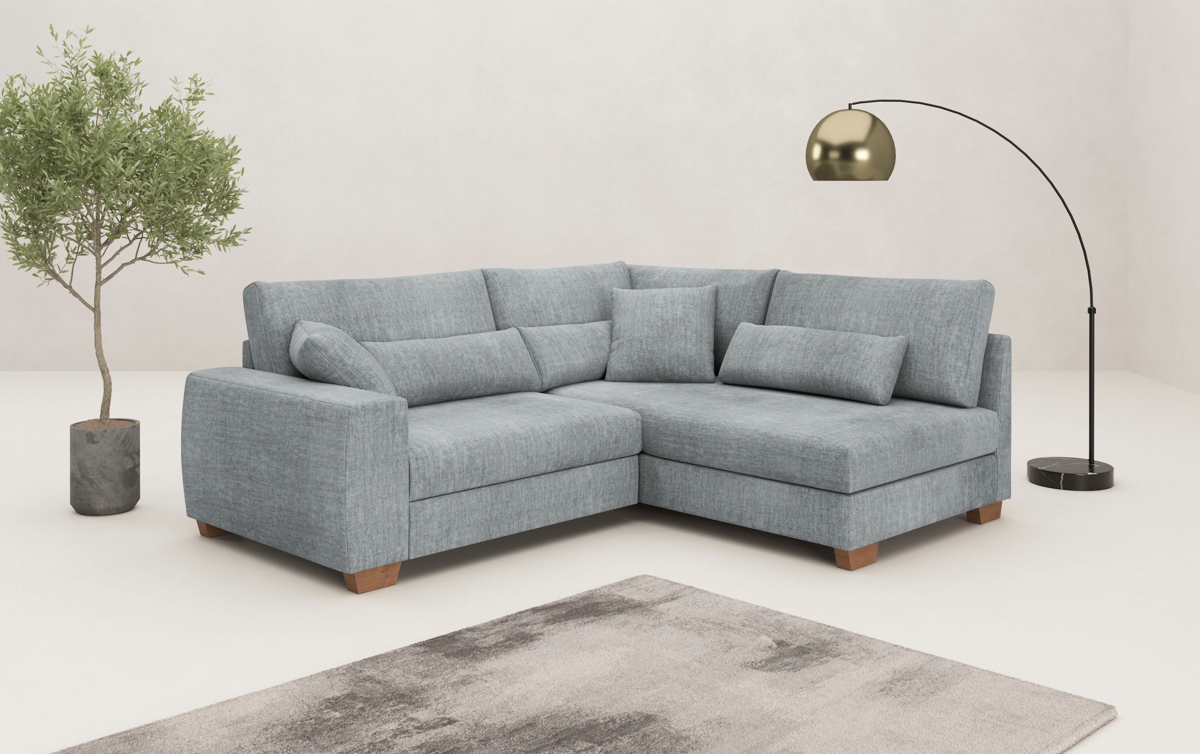 Mr. Couch Ecksofa »Hilla L-Form« Mit Federkern, wahlweise mit Bettfunktion günstig online kaufen