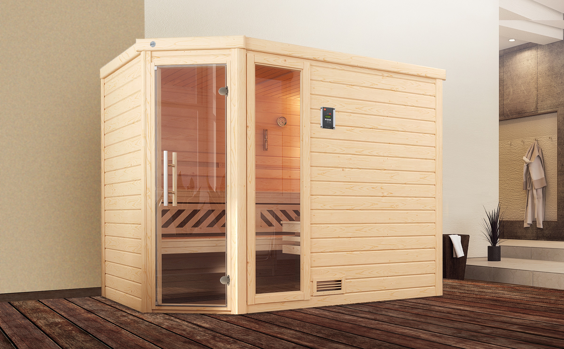 weka Sauna »Massivholzsauna TURKU 3«, Blockbohlen, Fensterelement, moderne günstig online kaufen