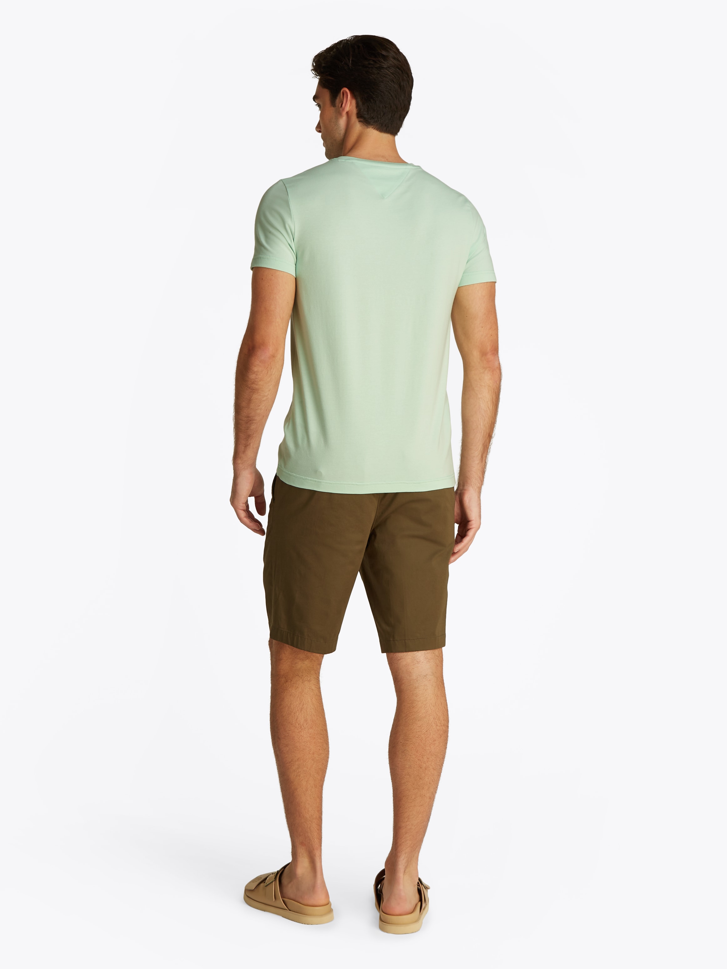 Tommy Hilfiger T-Shirt »STRETCH SLIM FIT TEE mit Rundhals und Logostickerei« unifarben, casual, slim fit, Baumwollmix, Rundhals