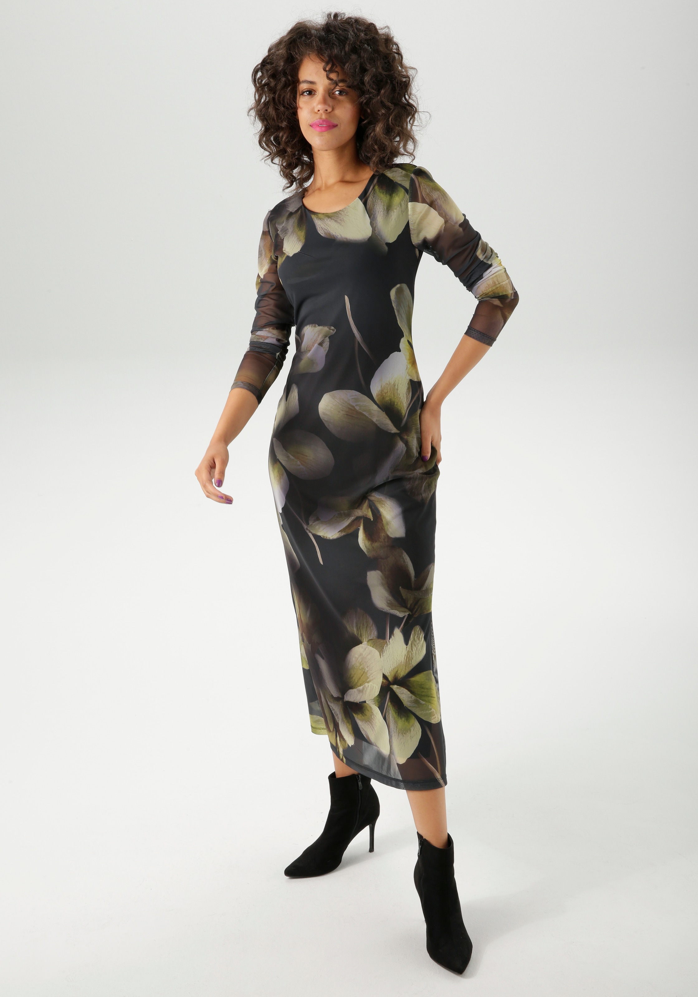 Aniston CASUAL Maxikleid, mit großflächigen Batik-Blüten bedruckt - NEUE KOLLEKTION