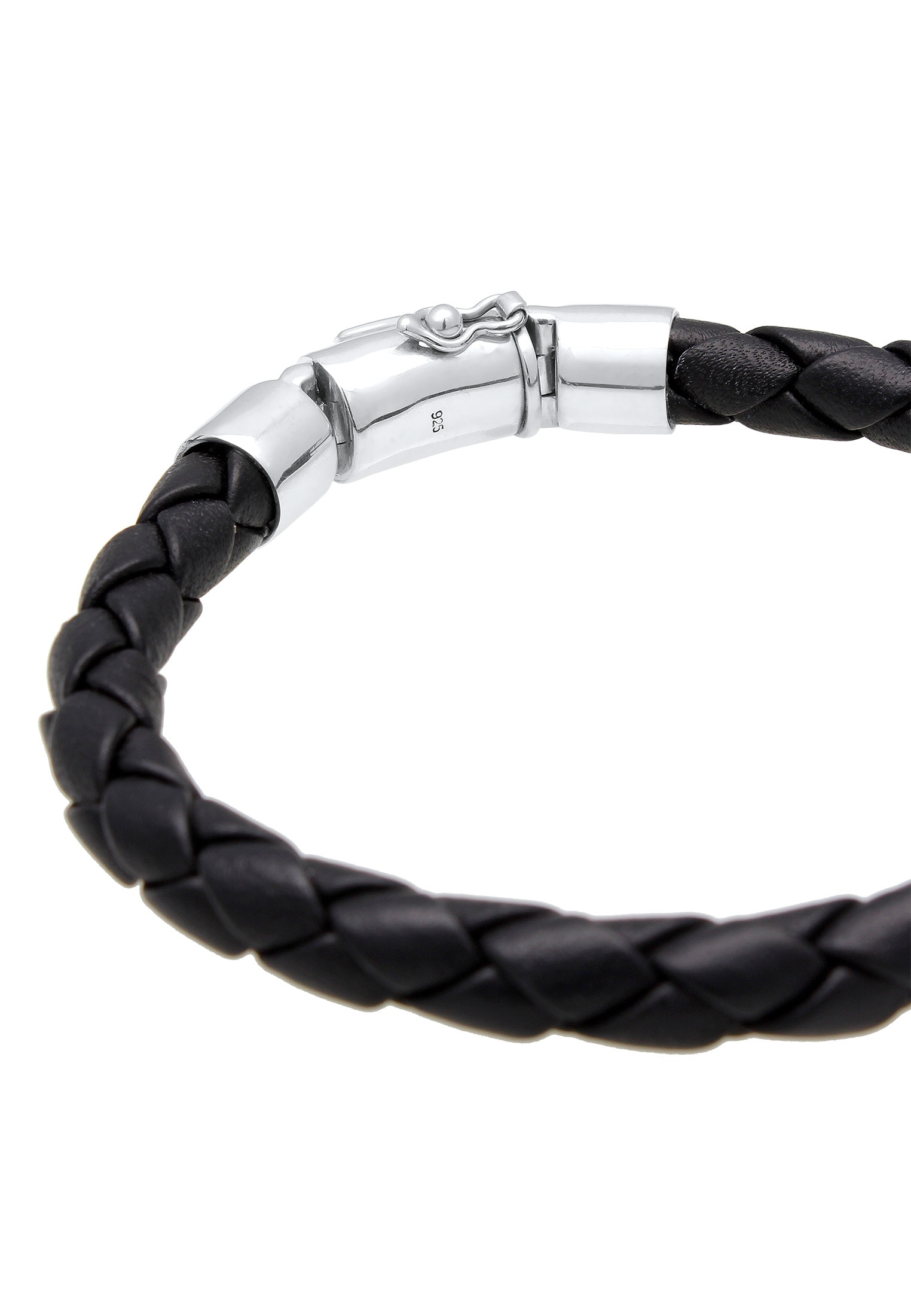 Kuzzoi Armband »Herren Lederarmband Kastenverschluss 925 Silber«