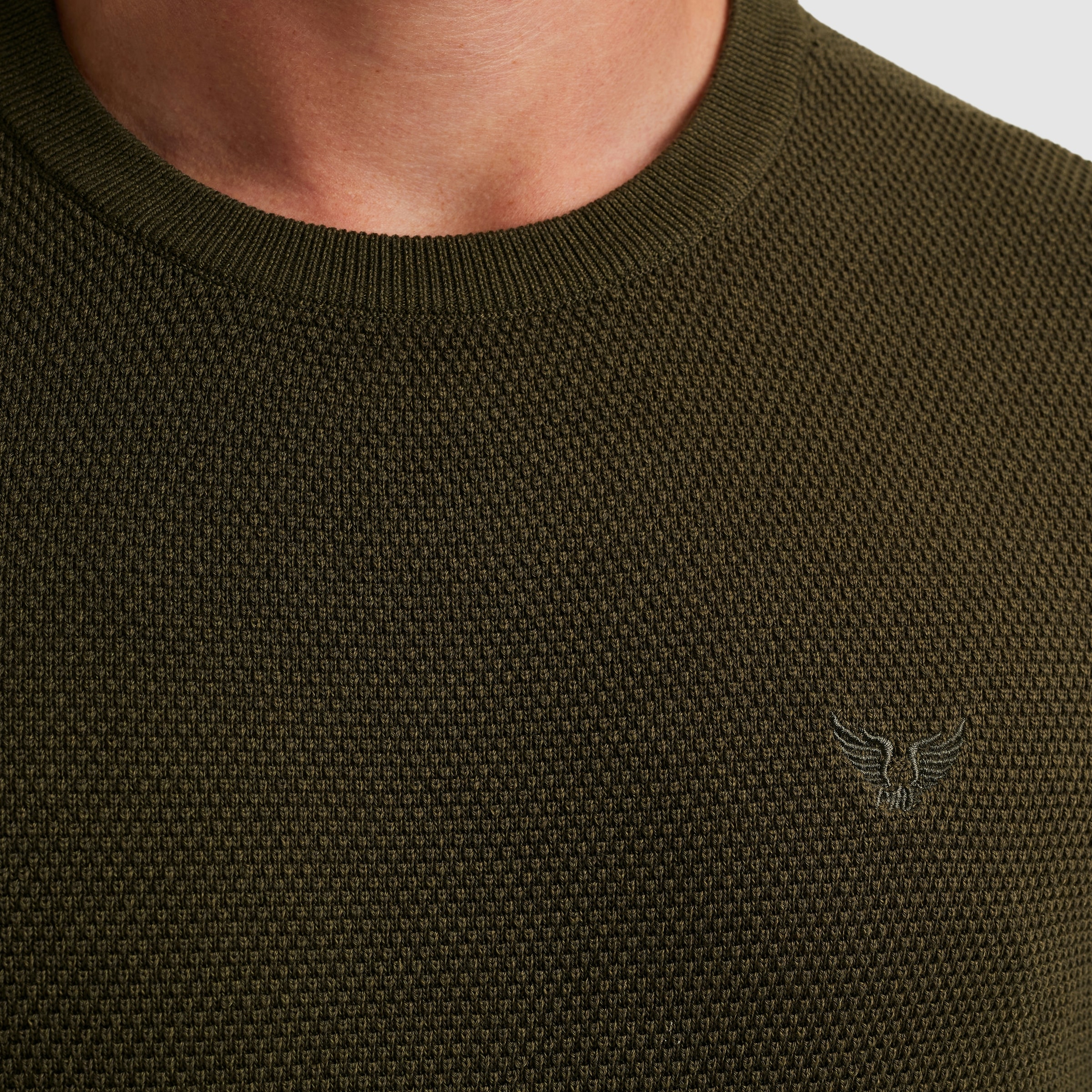 PME LEGEND Rundhalspullover mit Logo Stickerei