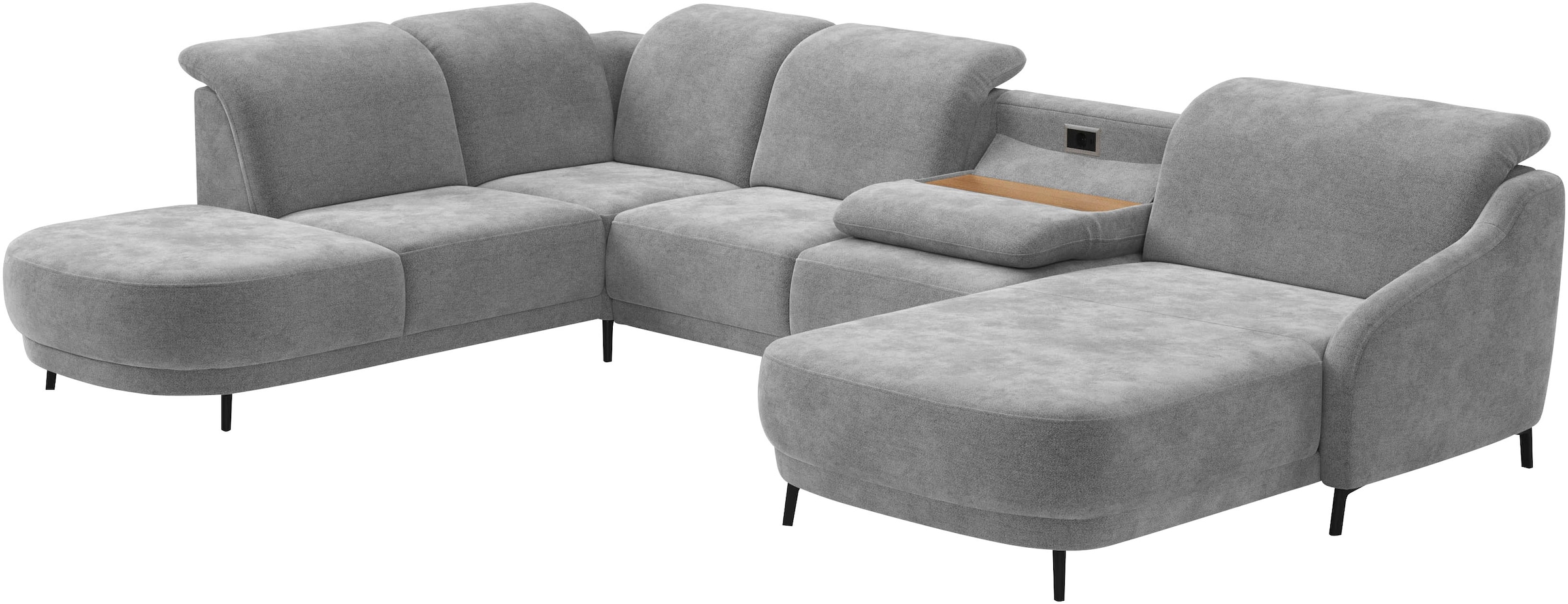 sit&more Wohnlandschaft »Blues U-Form«, inkl. Kopfteilverstellung, wahlweise mit Klapptisch und USB