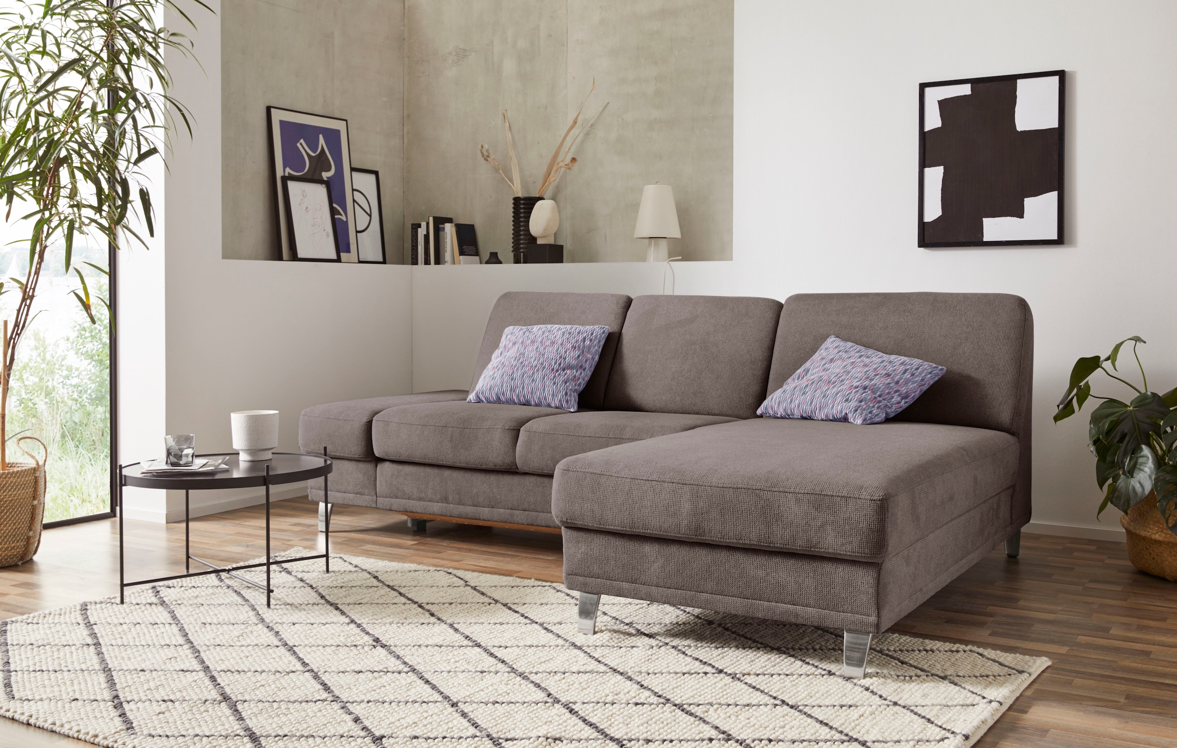 sit&more Ecksofa »Clio L-Form«, wahlweise mit Bettfunktion oder Vorziehsitz und Bettkasten, Federkern