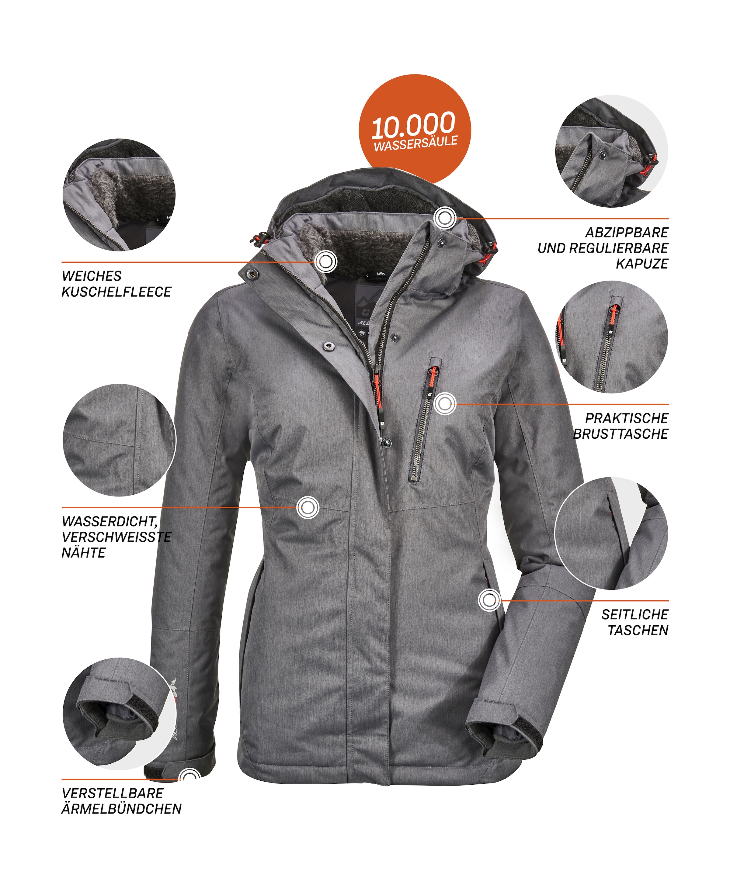 Killtec Outdoorjacke »Nira« Wasser- und winddichte Jacke, atmungsaktiv, abnehmbare Kapuze