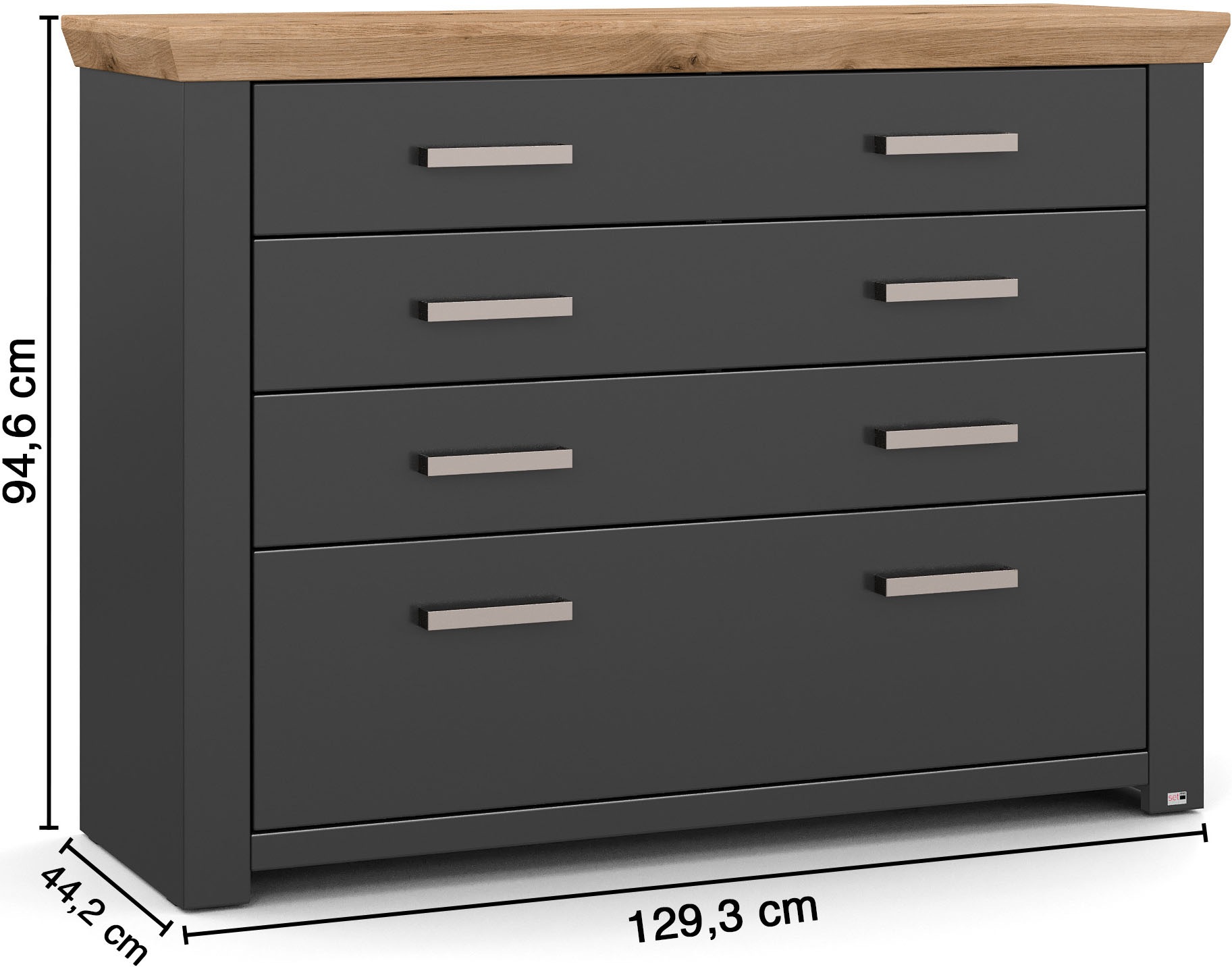 set one by Musterring Kommode »York Schlafen« 1 Stk. tlg. 8 Schubkästen an 4 Fronten, zwei Farbvarianten, Metallgriff, B129cm