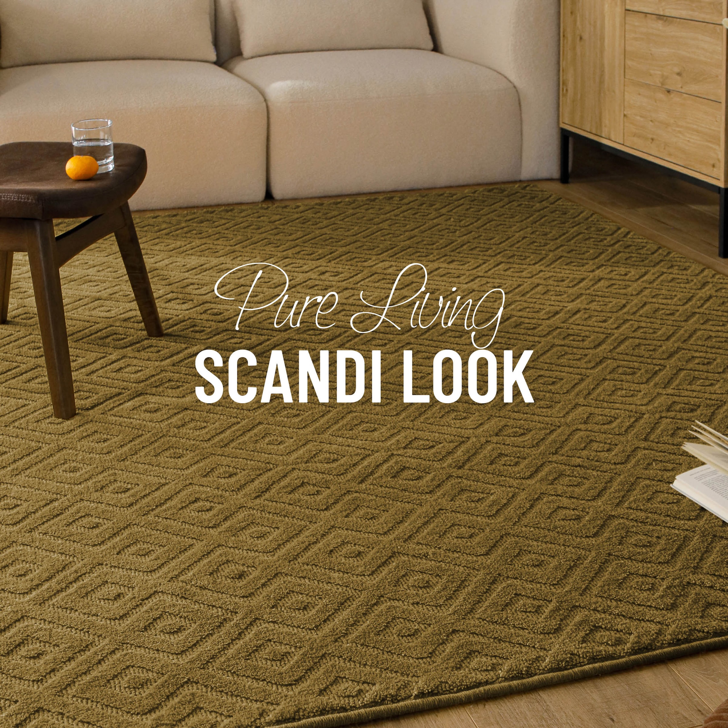 Wecon home Teppich »Castello TWO« rechteckig 7 mm Höhe Schurwolle, Kurzflor mit Hoch-Tief-Effekt, Wohnzimmer, Rautenmuster