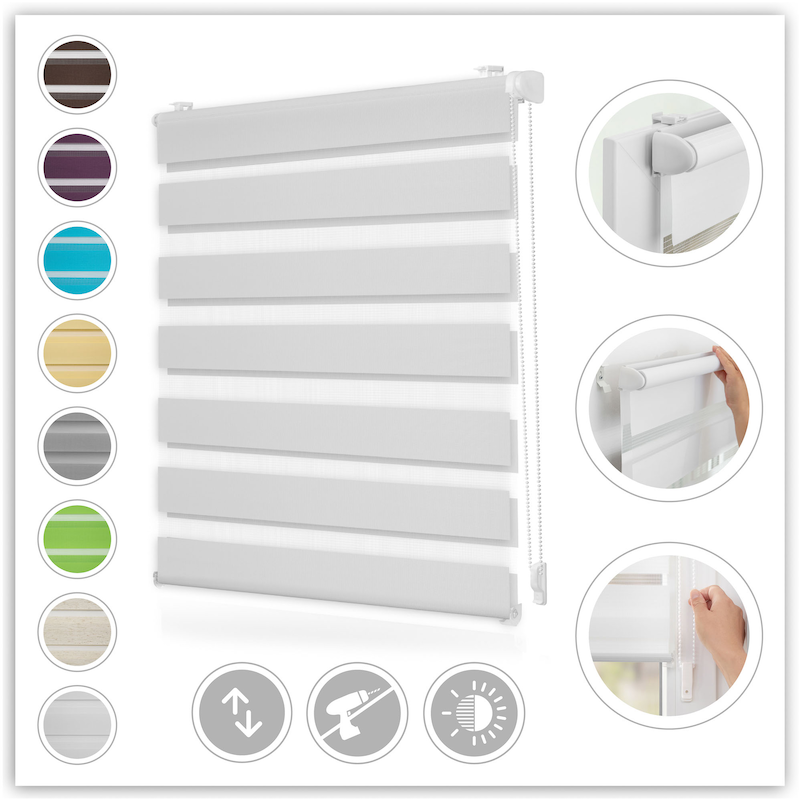 LICHTBLICK ORIGINAL Doppelrollo »Duo Rollo Klemmfix« Lichtschutz ohne Bohren freihängend Seitenzugrollo, Montage mit beiliegendem, verstellbarem...