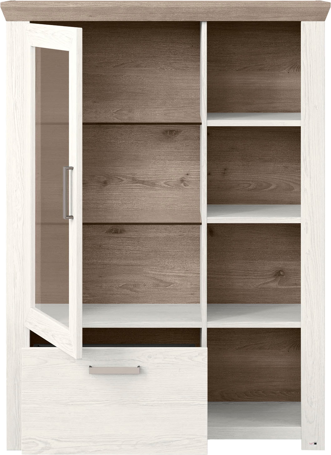 set one by Musterring Highboard »York«, Typ 13 und 14, mit Glastür und Schubkasten, 3 Farbvarianten, B 105 cm