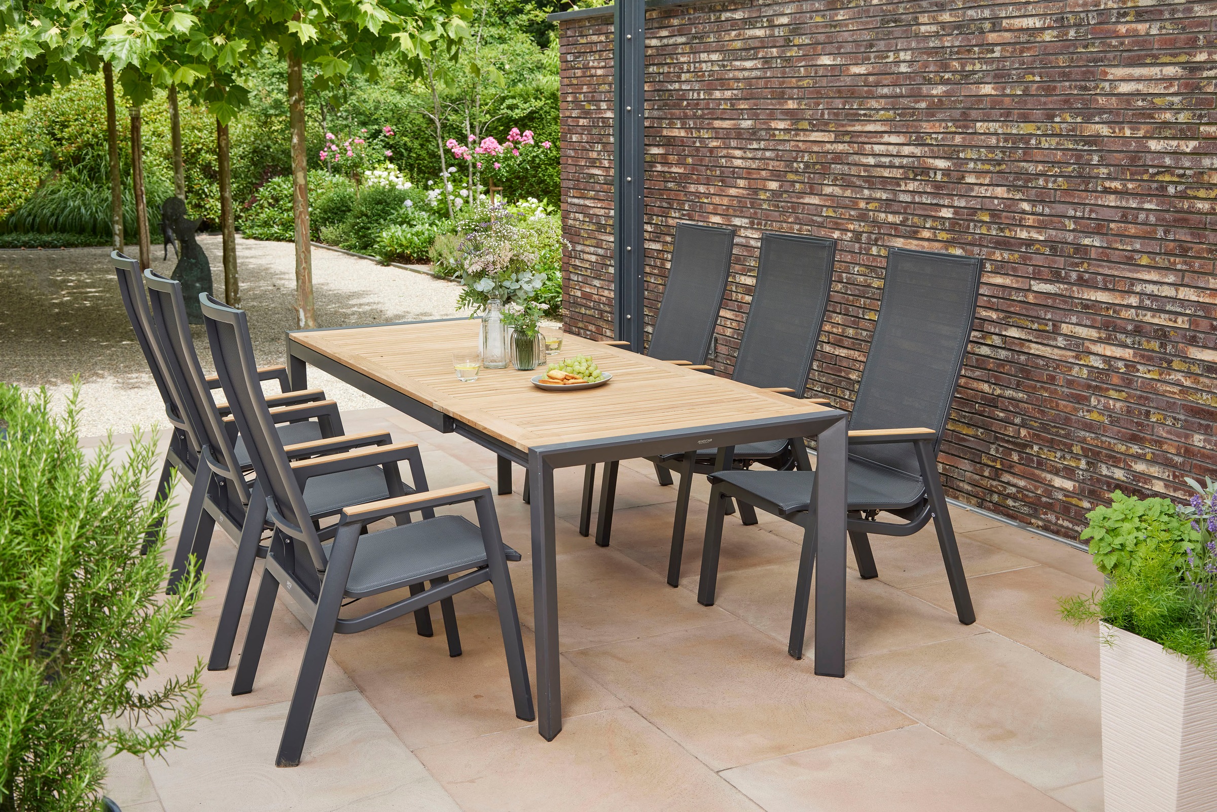 Siena Garden Garten-Essgruppe »Rondo«, (Set, 5 tlg.), bestehend aus 4 Sesseln und 1 Tisch
