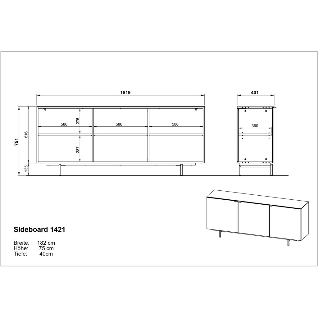 GERMANIA Sideboard, Türen mit Soft close-Funktion, Füße und Griffe aus Metall