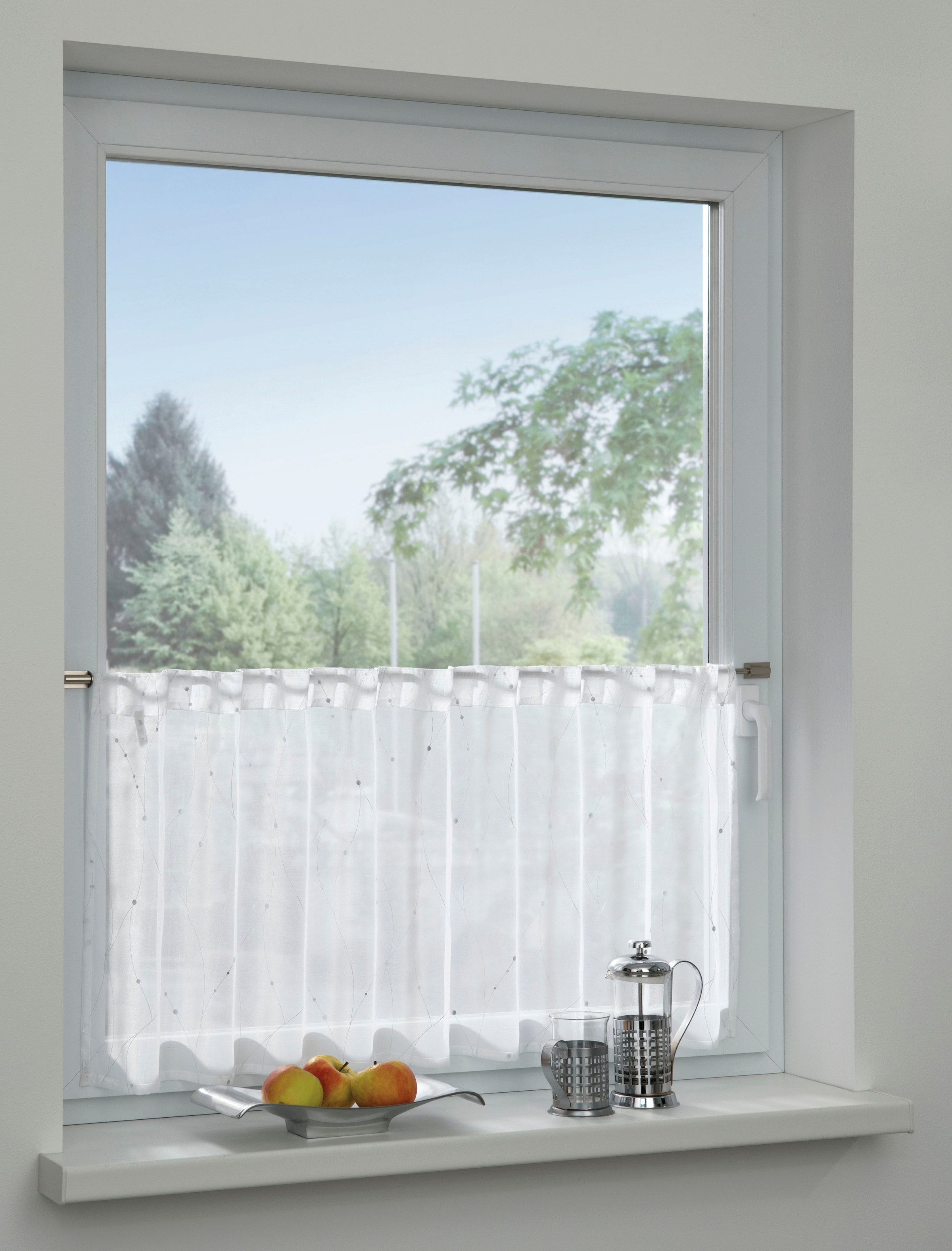 Gardine »Bistrogardine Voile Foilprint«, (1 St.), mit verdeckten Schlaufen günstig online kaufen