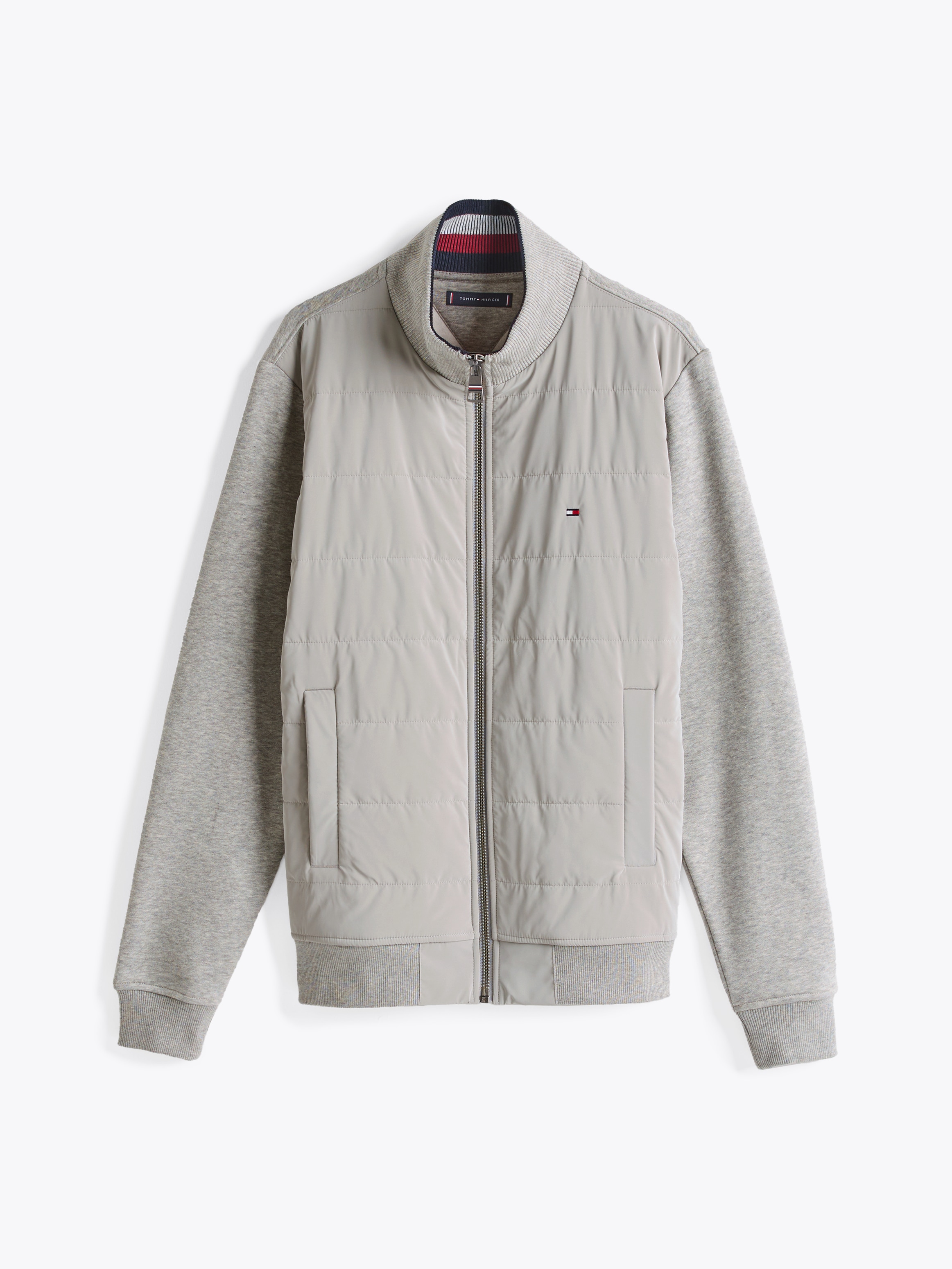 Tommy Hilfiger Sweatjacke »MIX MEDIA ZIP THRU STAND CLR«, mit gestreiftem Innenkragen