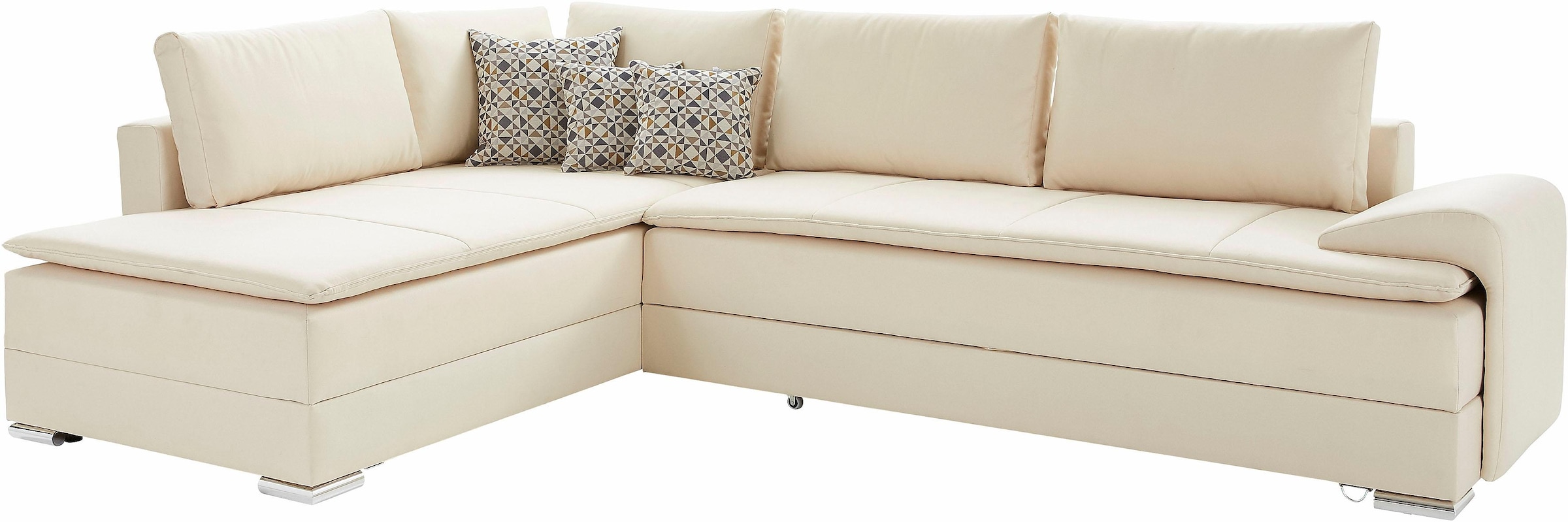 INOSIGN Ecksofa »Boxspringbett Night & Day L-Form mit Dauer-Schlaffunktion mit Armlehne«, mit Boxspring-Bettfunktion 180x200 cm und Bettkasten, Dauerschläfer!