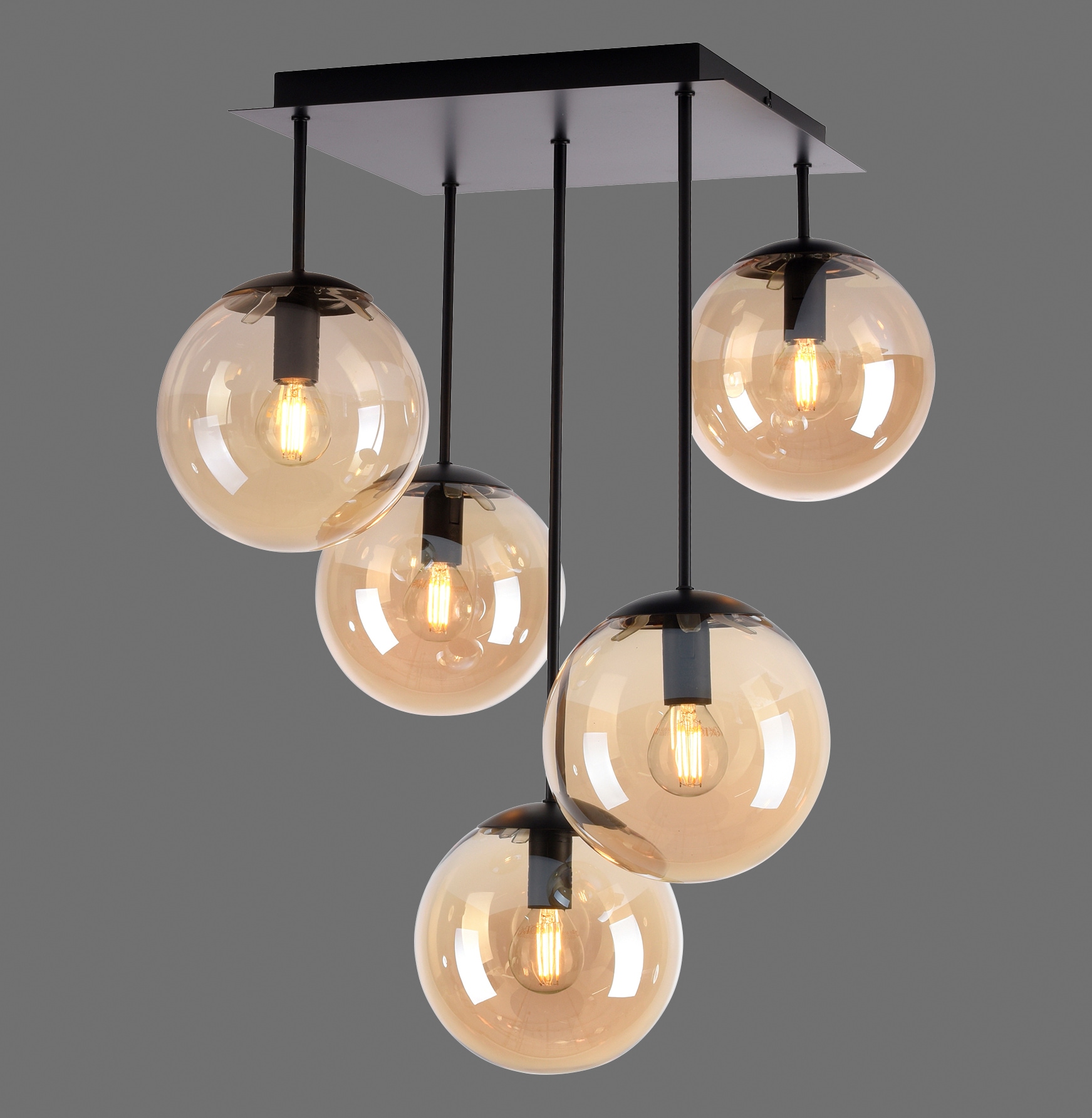 andas Deckenleuchte »Nymölla«, 5 flammig-flammig, Deckenlampe mit großen  Glaskugeln, schwarz lackiert Oberfläche, amber online bestellen | Tischlampen