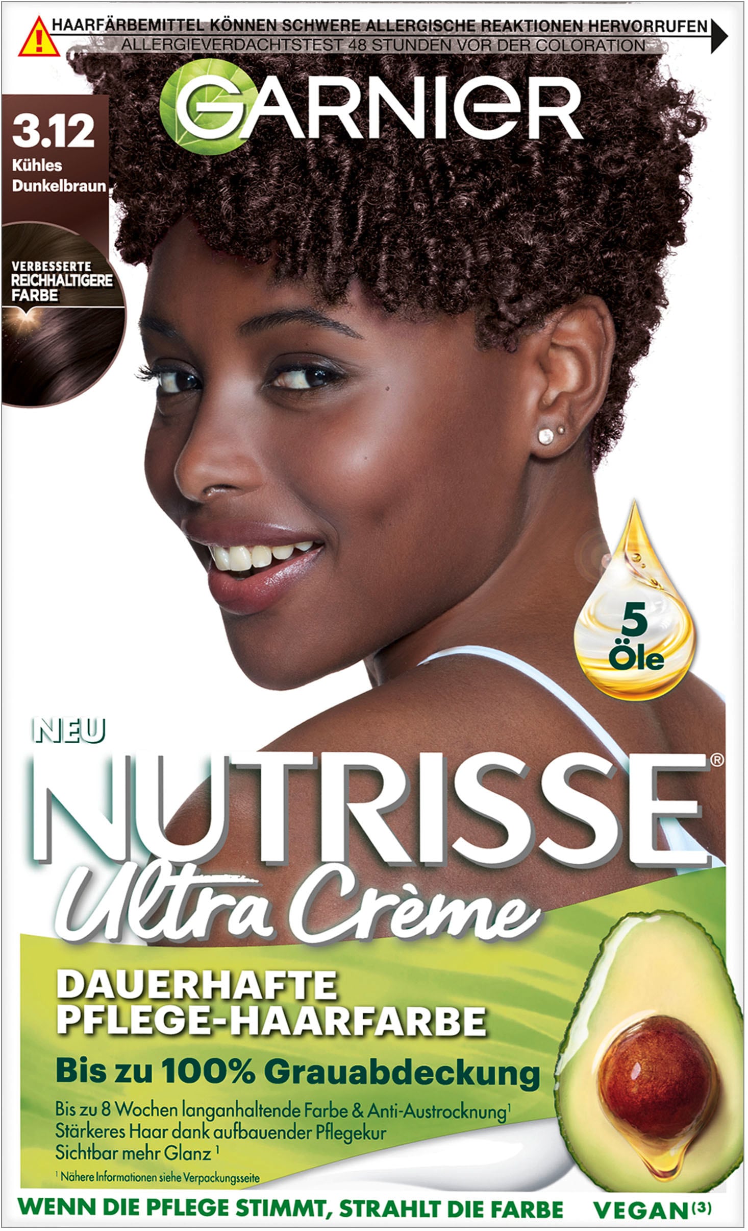 GARNIER Coloration »Nutrisse Creme« mit pflegender Formel 3.12 Kühles Dunkelbraun In weiteren, natürlichen Farben erhältlich
