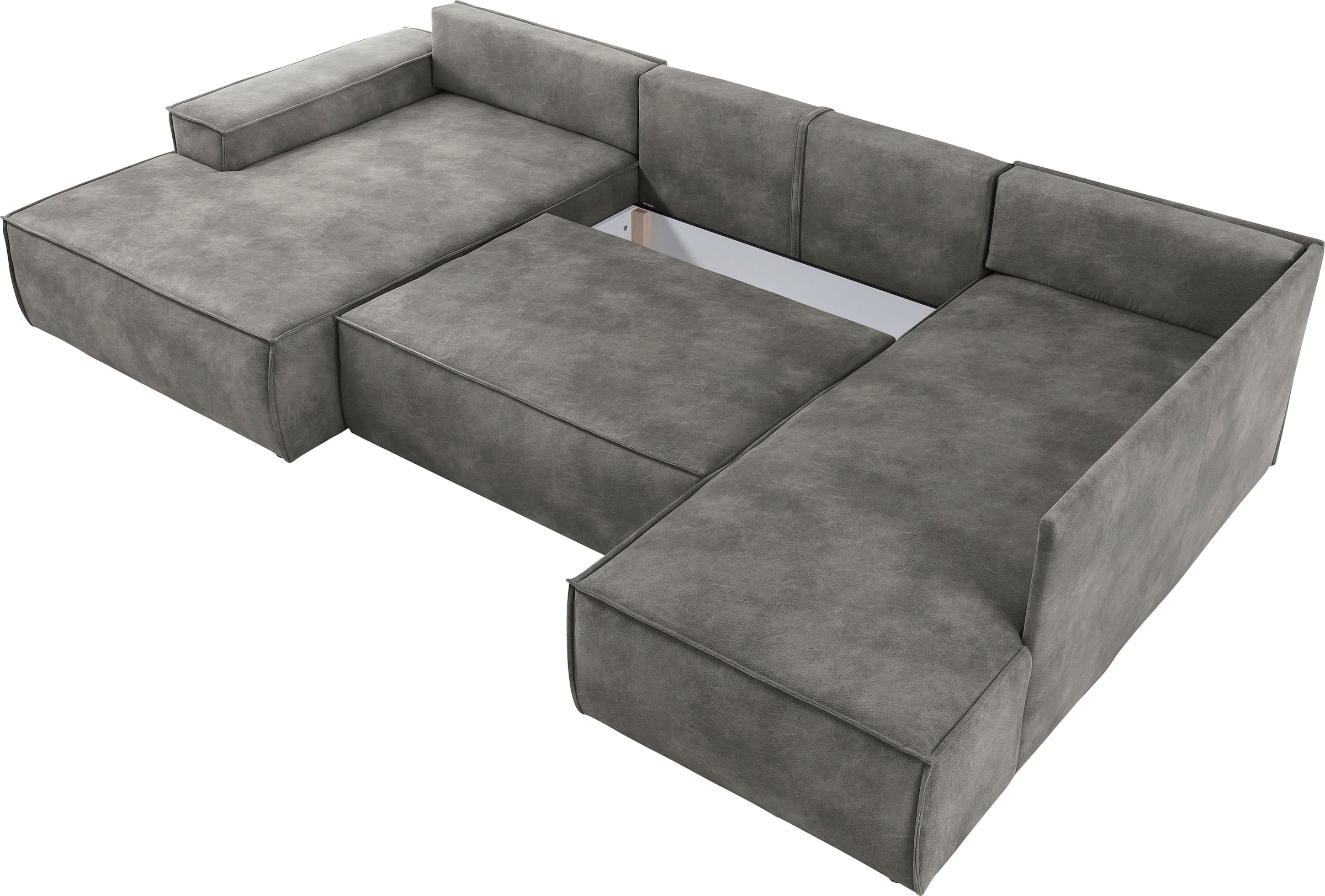 Home affaire Wohnlandschaft »SHERWOOD 329 cm, U-Form, Schlafsofa,«, Schlaffunktion m. Bettkasten (194x139 cm), Cord, Vintage, Samtvelours