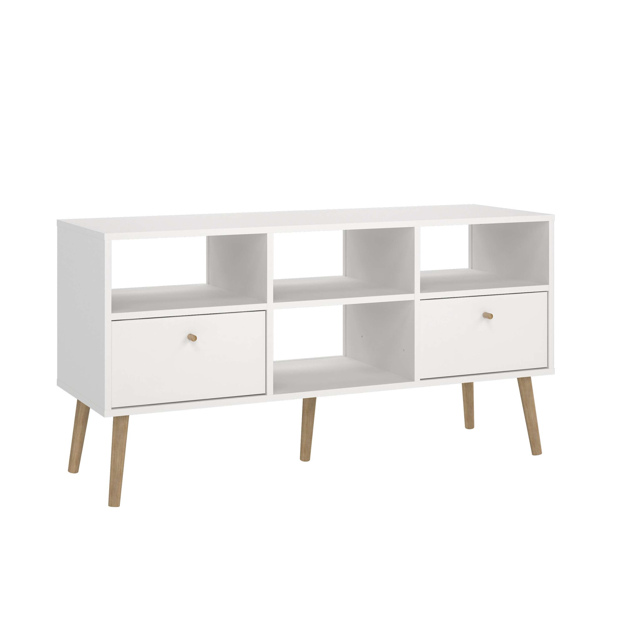 andas TV-Board »Bodo TV-Möbel, TV-Unit, Mediamöbel, Regal«, 2 Schubladen und 4 offene Fächer, Beine und Griffe aus Massivholz
