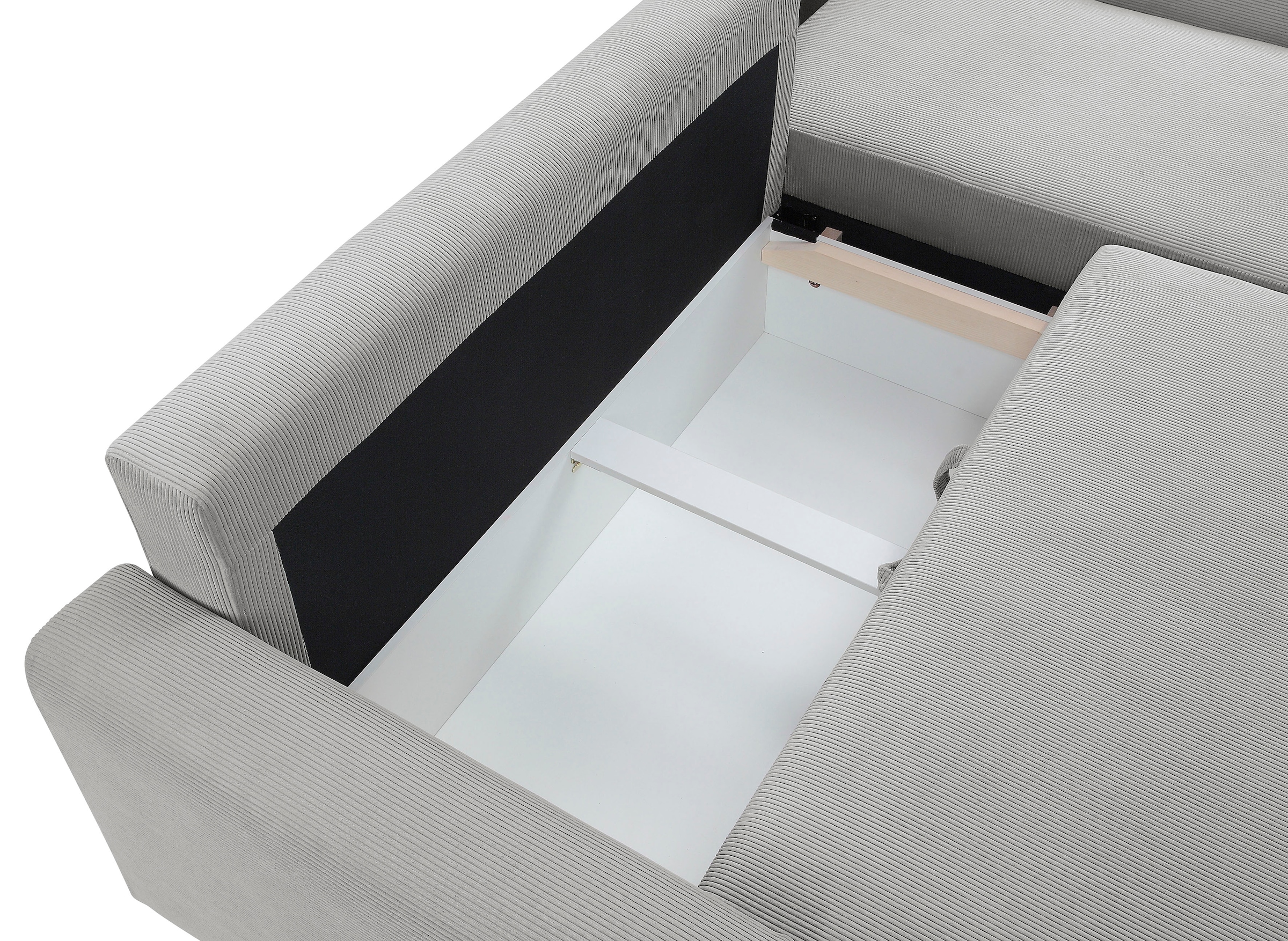 ATLANTIC home collection Ecksofa »Dublin L-Form«, Bettfunktion und Bettkasten, Recamiere links oder rechts montierbar