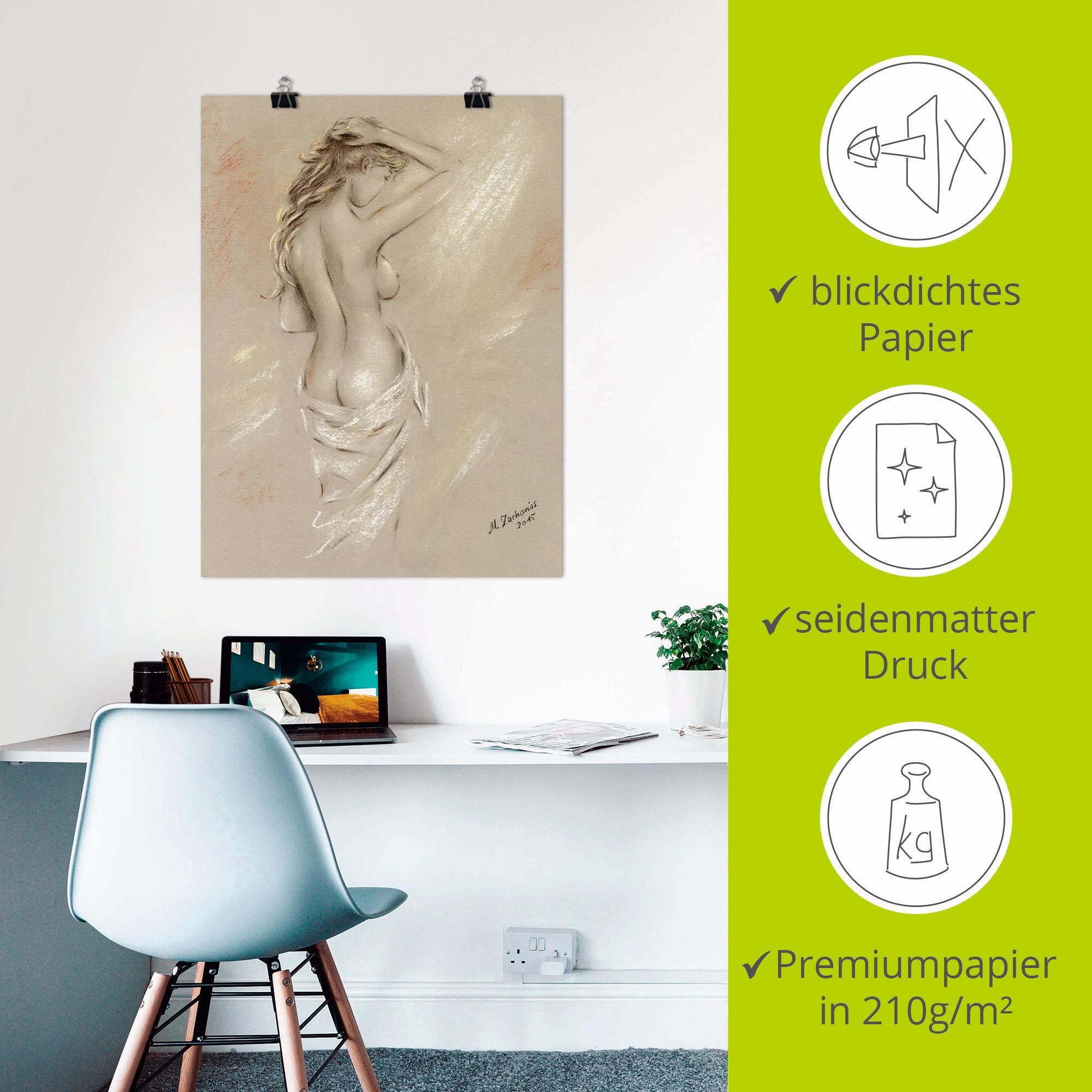 Artland Wandbild »Reizvolle Rundungen - weiblicher Akt«, Frau, (1 St.), als Leinwandbild, Poster, Wandaufkleber in verschied. Größen