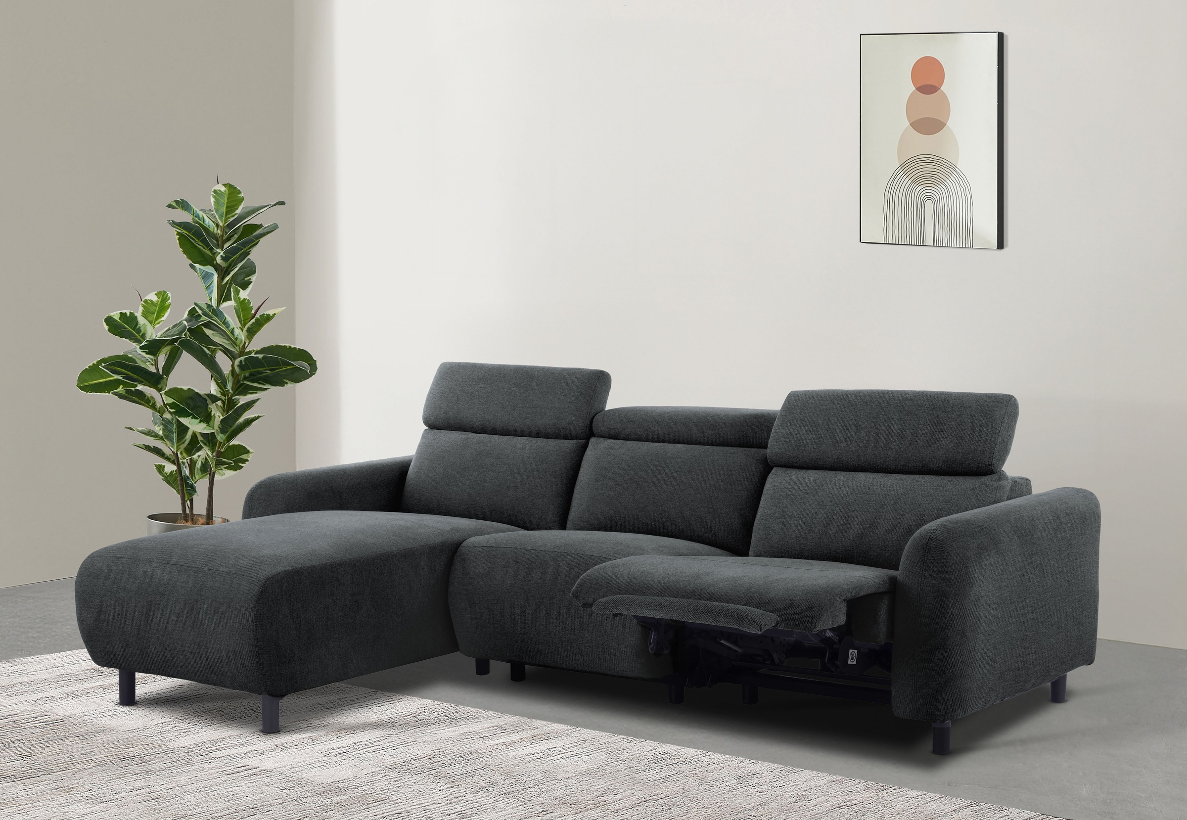 Home affaire Ecksofa »SKAANE Struktur, L-Form, 274 cm, manuelle u. elektris günstig online kaufen