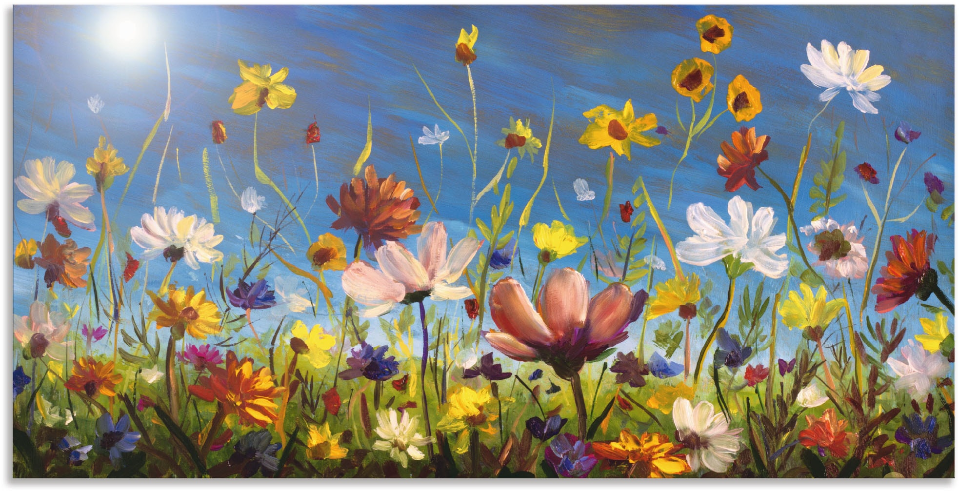 Artland Wandbild »Wildblumenwiese blauer (1 St.), bestellen Poster Wandaufkleber online Alubild, versch. Größen Blumenwiese, Himmel«, als in oder Leinwandbild