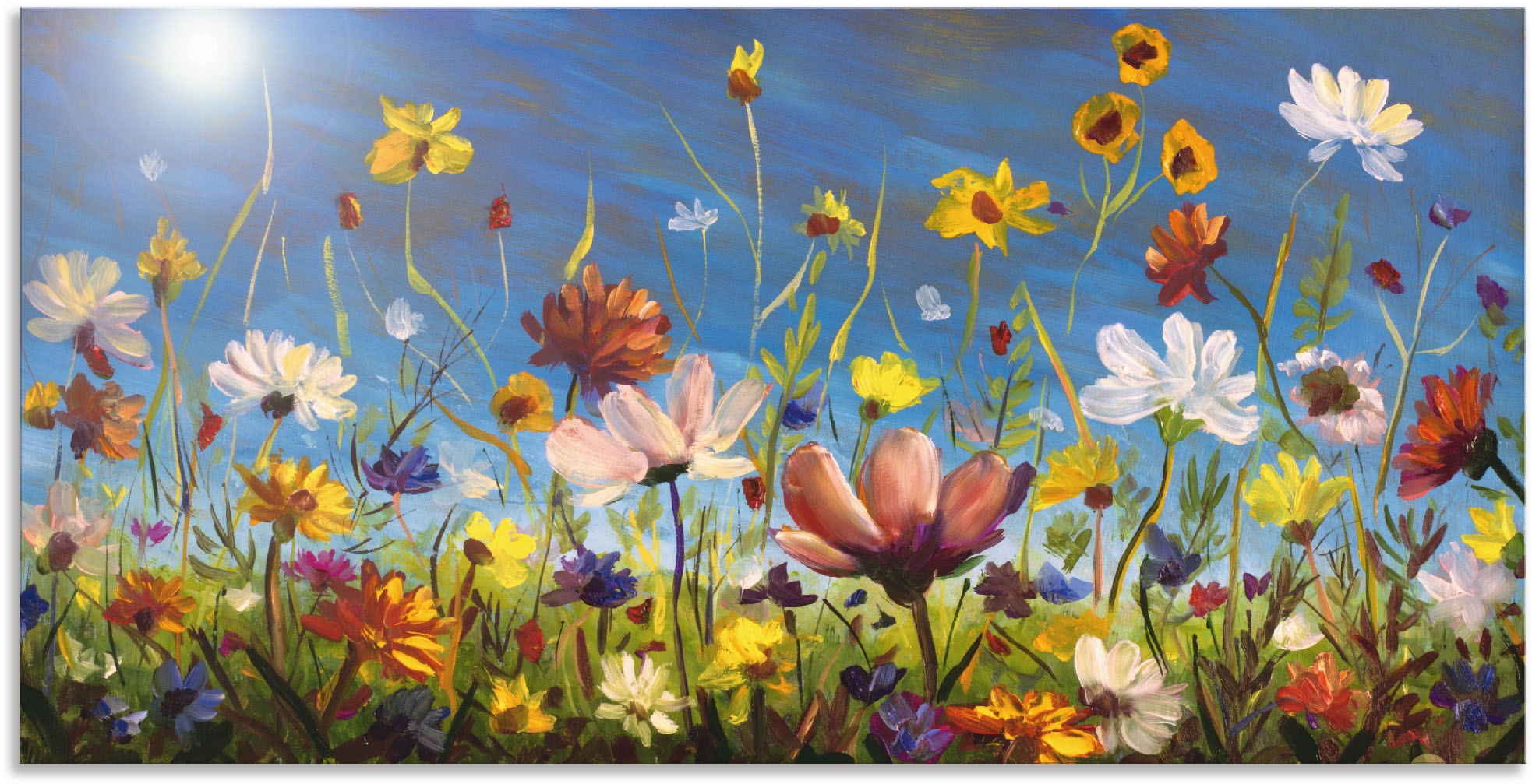 Artland Wandbild "Wildblumenwiese blauer Himmel", Blumenwiese, (1 St.), als günstig online kaufen