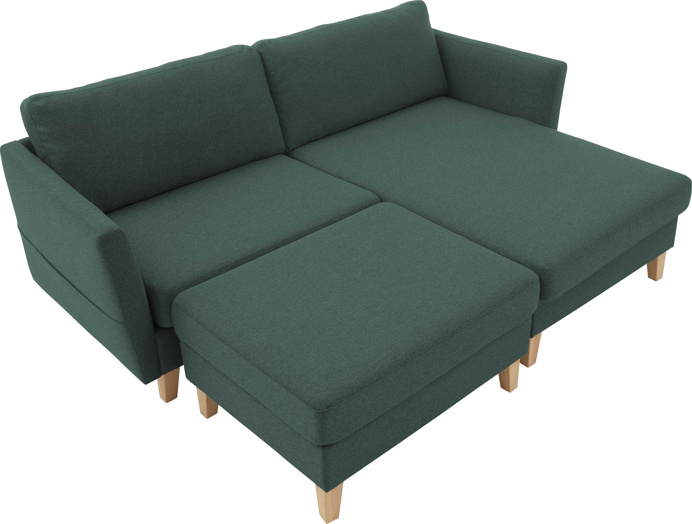 ATLANTIC home collection Ecksofa »Mailo L-Form«, mit Seitentaschen, Recamiere beidseitig montierbar, Massivholzfüße