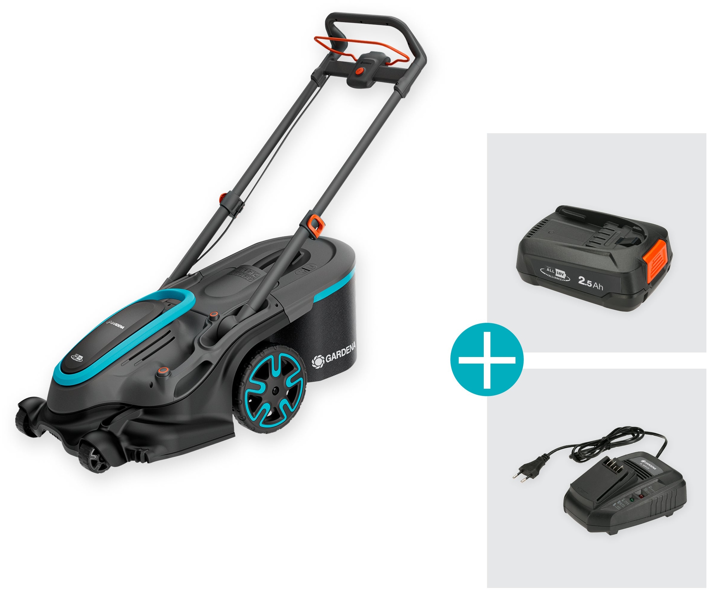 GARDENA Akkurasenmäher »PowerMax Duo 46/36V P4A Ready-To-Use Set 2« mit zwei Messern und POWER FOR ALL-Akku