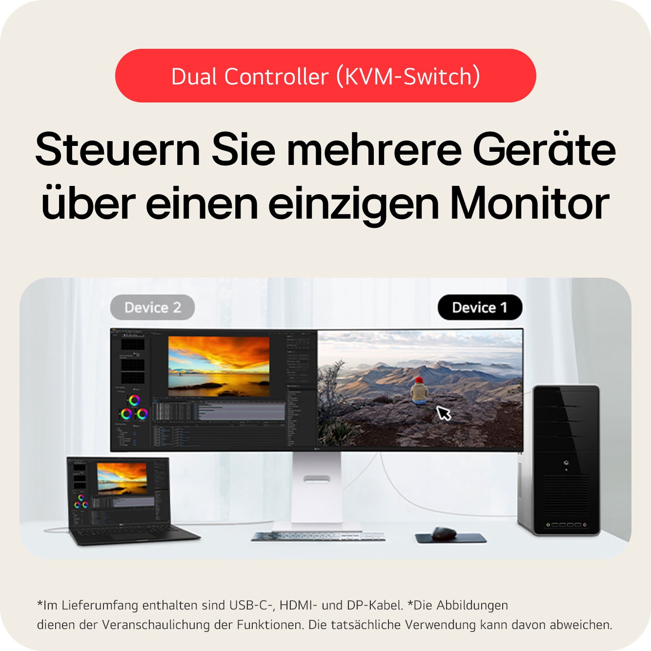 LG Curved-Gaming-Monitor »49U950A« 124 cm/49 ″  5120 x 1440 px DQHD 5 Reaktionszeit 144 Hz