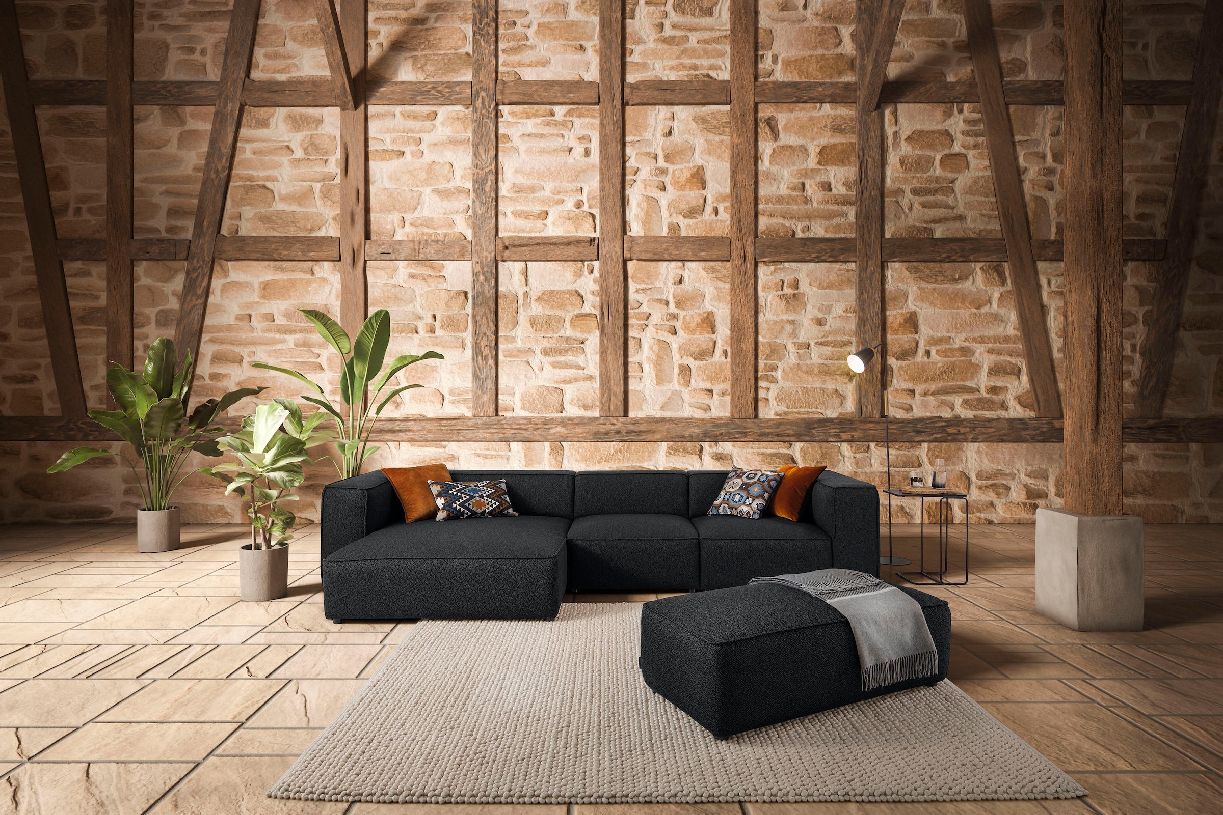W.SCHILLIG Ecksofa »around-the-block«, mit eleganter Biese, mit Federkern, günstig online kaufen