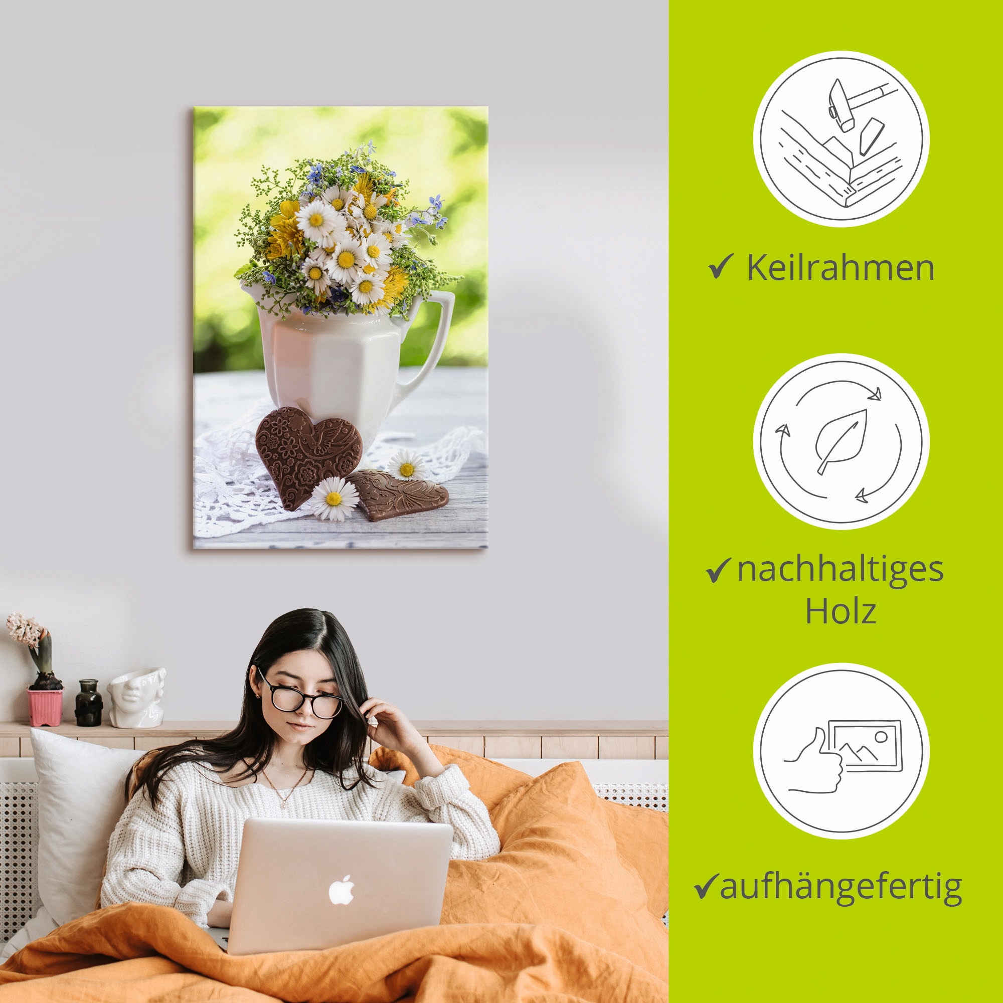 Artland Wandbild »Aus Liebe zum Frühling«, Vasen & Töpfe, (1 St.), als Alubild, Outdoorbild, Leinwandbild, Wandaufkleber, versch. Größen