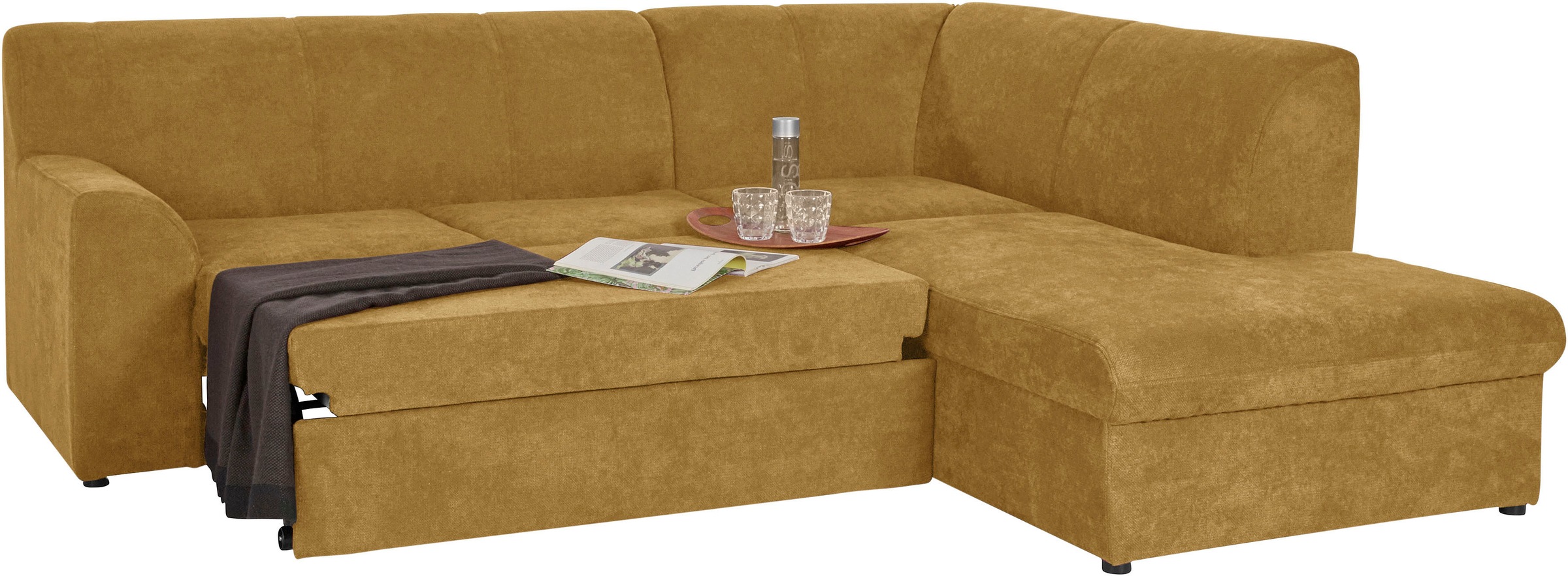 DOMO collection Ecksofa »Topper zeitlos elegant, kompakte Stellmaße, OTTOs Choice, L-Form«, mit Ottomane, wahlweise mit Schlaffunktion