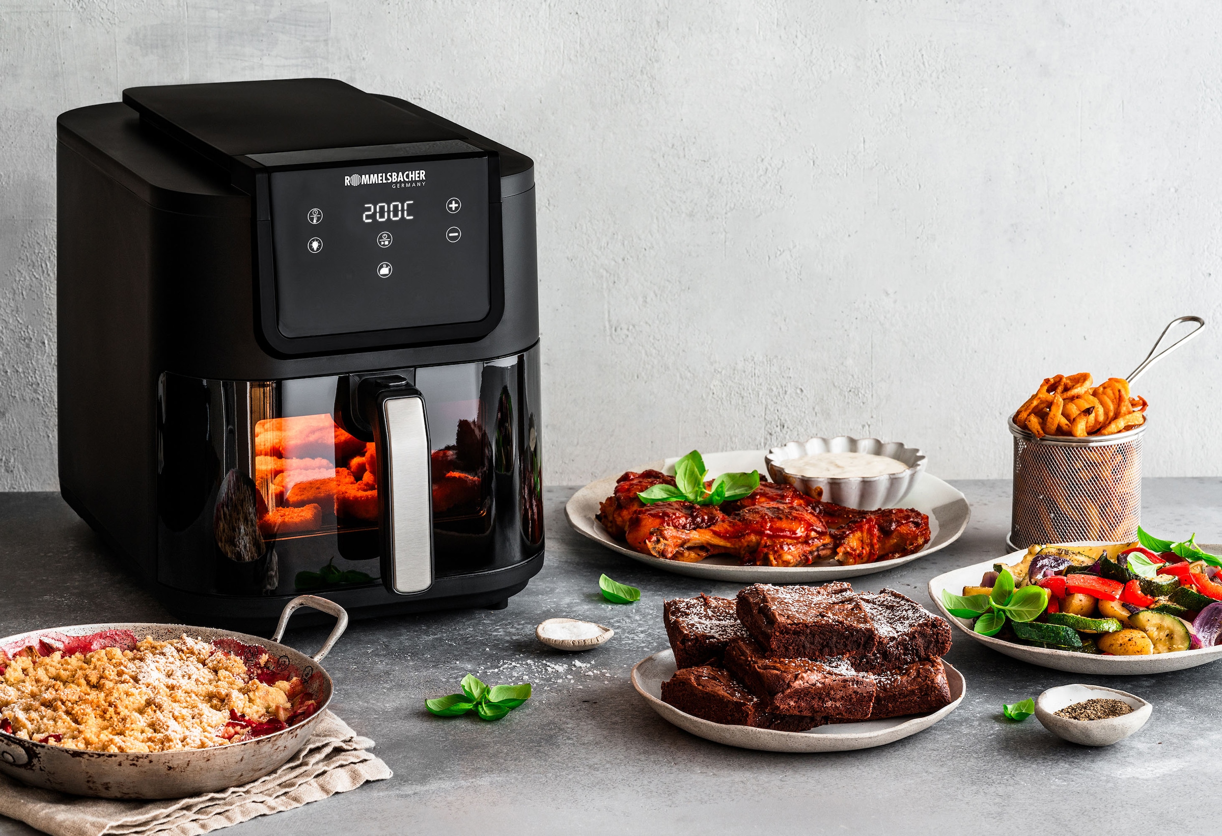 Rommelsbacher Heißluftfritteuse »FRH 1700« 1700 W XXL Frittier-/Backkorb mit 8 l Volumen, für bis zu 1000 g Pommes