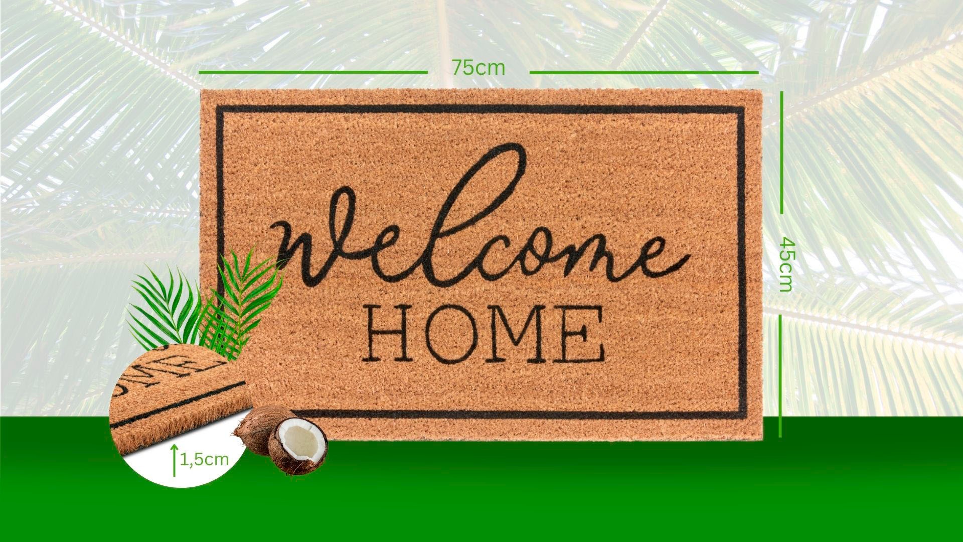 HANSE Home Fußmatte »Mix Mats Kokos Welcome Home, Türmatte«, rechteckig, 15 mm Höhe, Kokos, Schmutzfangmatte, Outdoor, Rutschfest, Innen, Kokosmatte, Flur