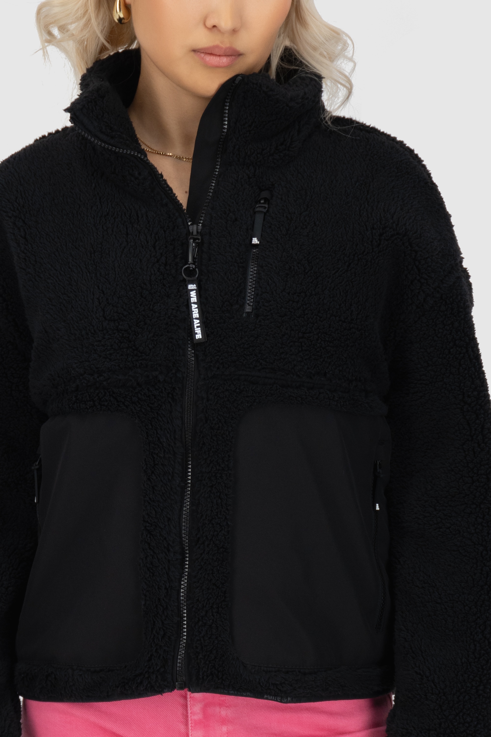 Alife & Kickin Winterjacke »Damen AnoukAK G«, ohne Kapuze, Stylische Teddy Plüschjacke mit hohem Kragen und Fleece-Innenfutter