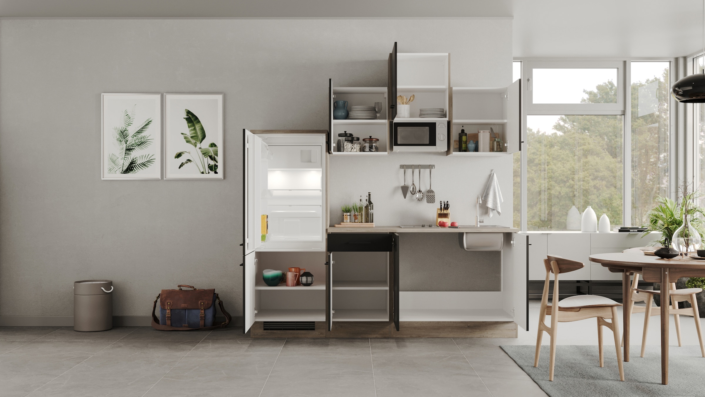 Flex-Well Küchenzeile »Capri«, mit E-Geräten, Gesamtbreite 210 cm, in weiten Farben erhältlich