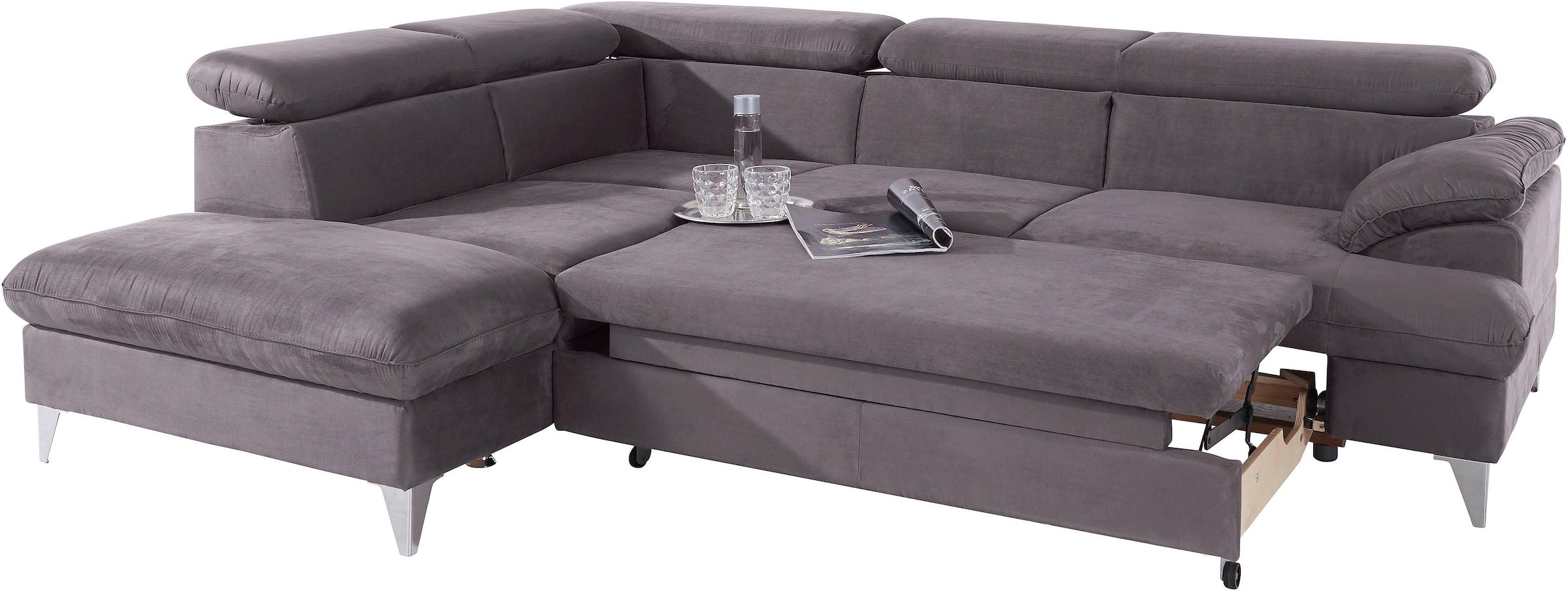 COTTA Ecksofa »Caluso L-Form«, mit Kopfteilverstellung, wahlweise mit Bettfunktion & Bettkasten