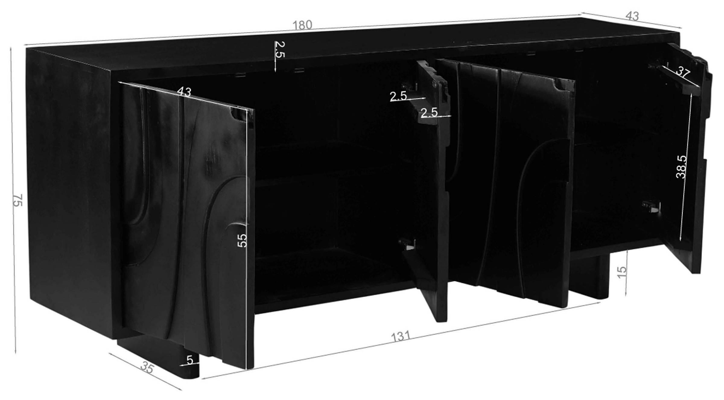SIT Sideboard, (1 St.), mit Schnitzereien auf der Front