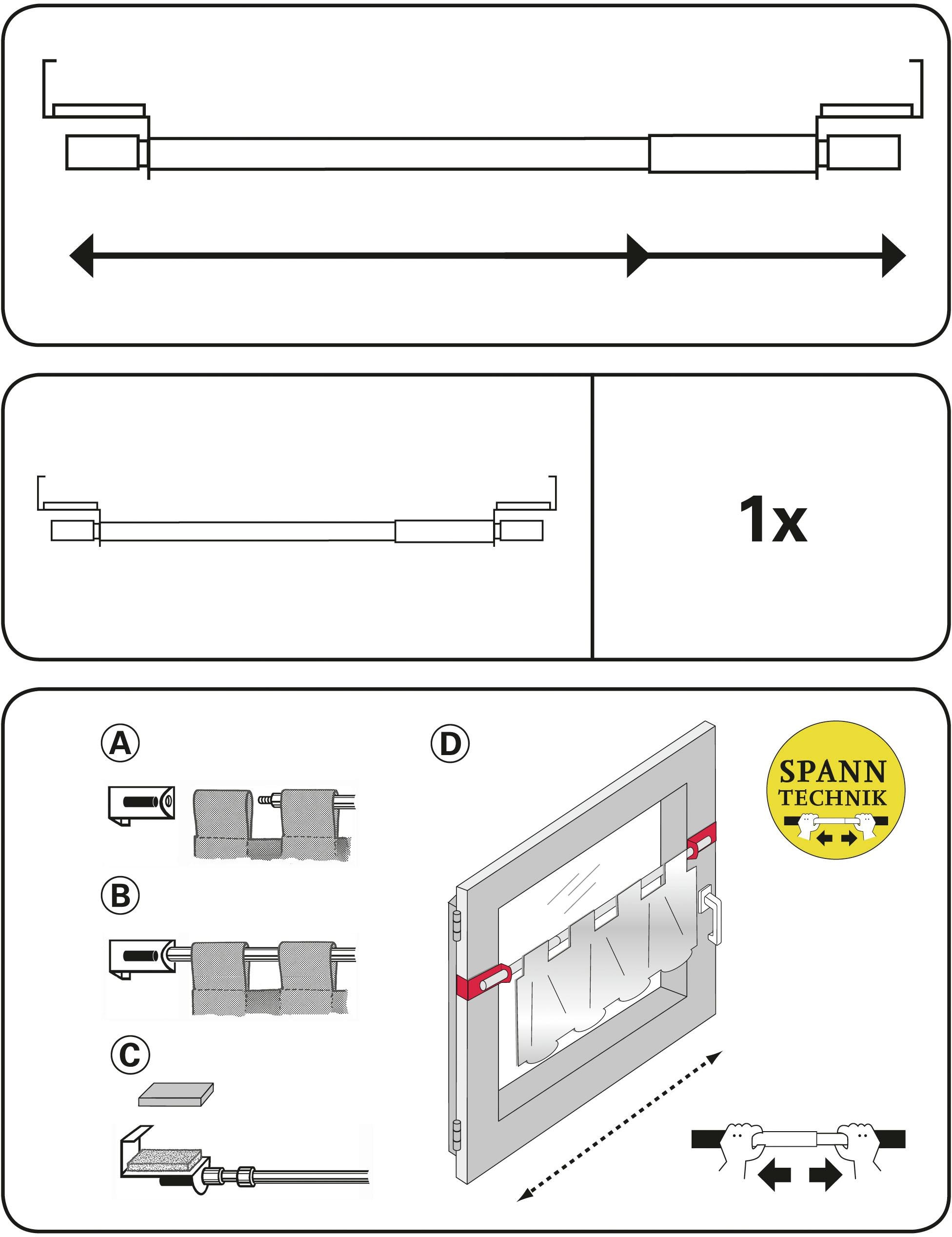 GARDINIA Scheibenstange »Spannvitrage«, 1 läufig-läufig, ausziehbar, Serie Spannvitrage Ø 7/9 mm
