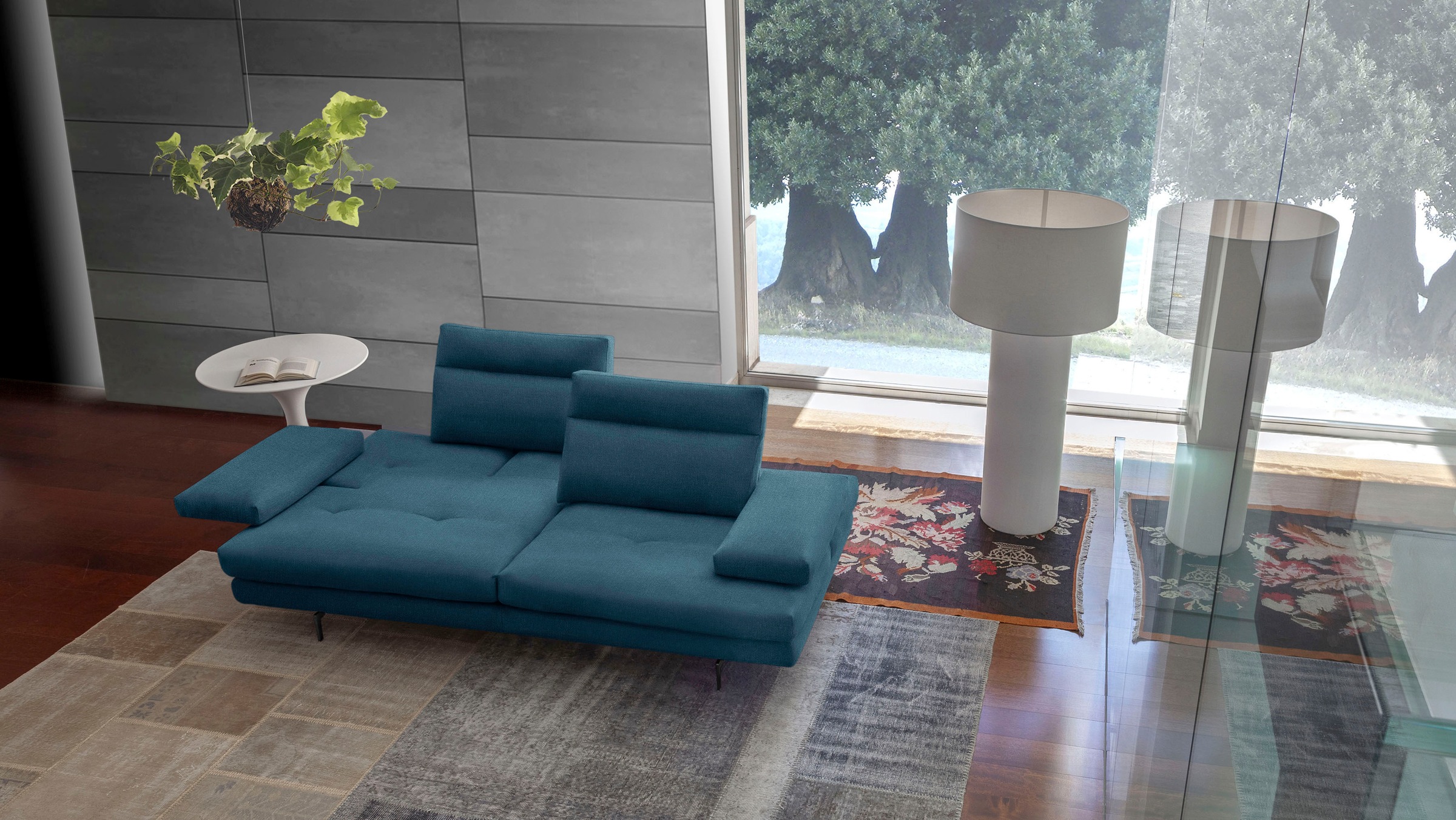 CALIA ITALIA 3,5-Sitzer »Toby Wing, italienisches Designsofa, super bequem, Megasofa«, inkl. Sitztiefenverstellung und Armteilfunktion, Füße in Schwarz matt