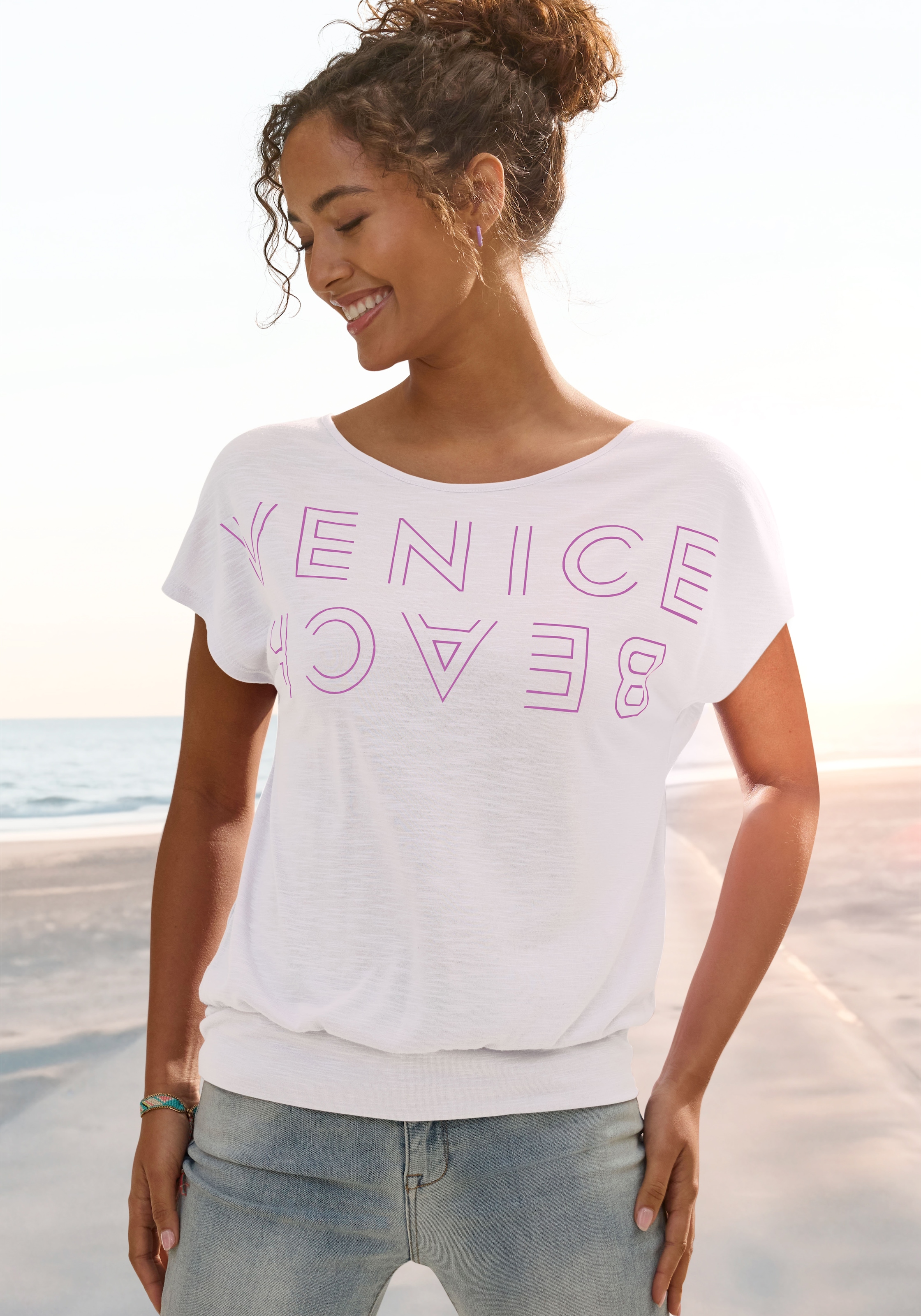 Venice Beach Rundhalsshirt mit Logoprint, T-Shirt, sommerlich-sportlicher Look